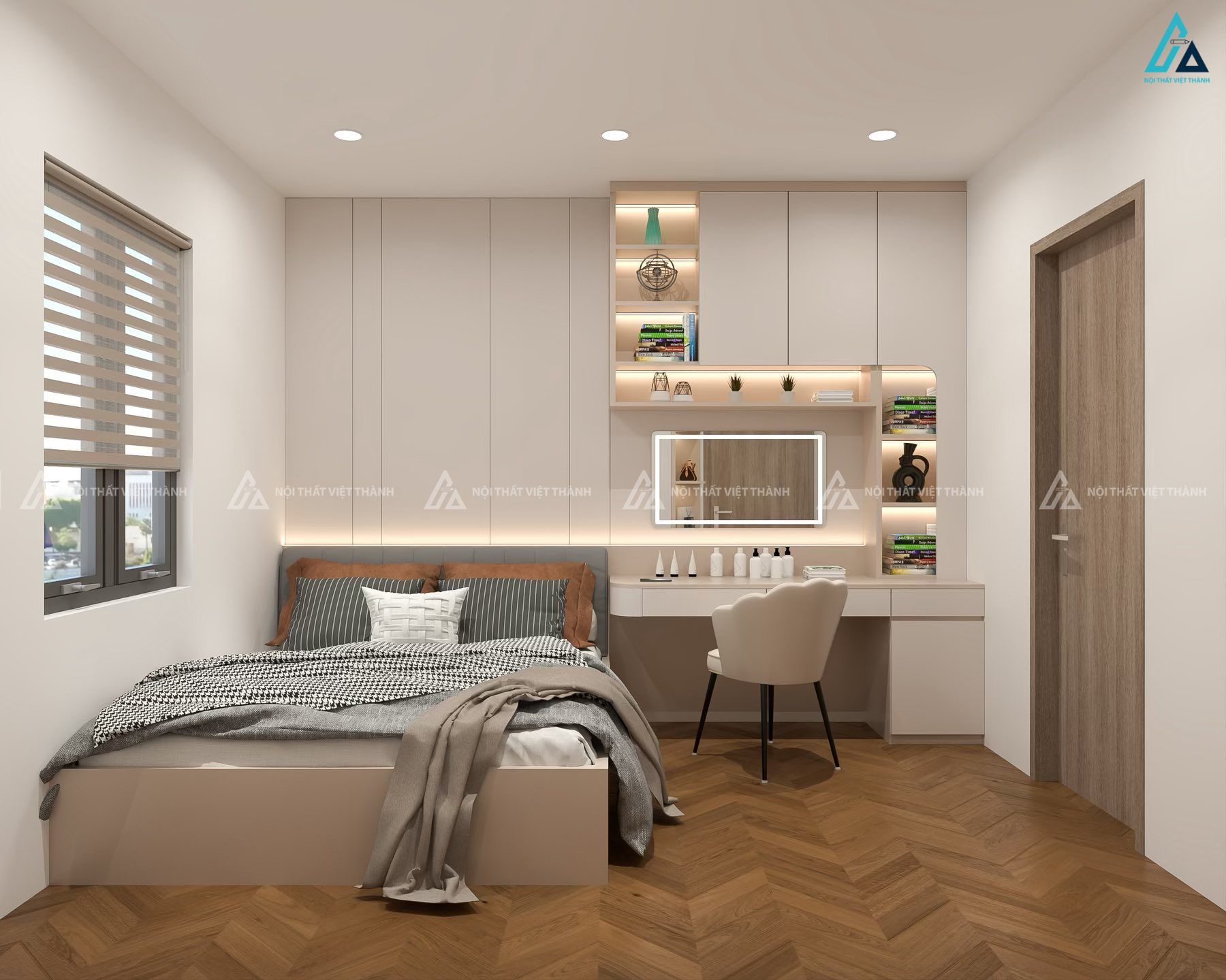 Mẫu bàn trang điểm kết hợp làm kệ sách