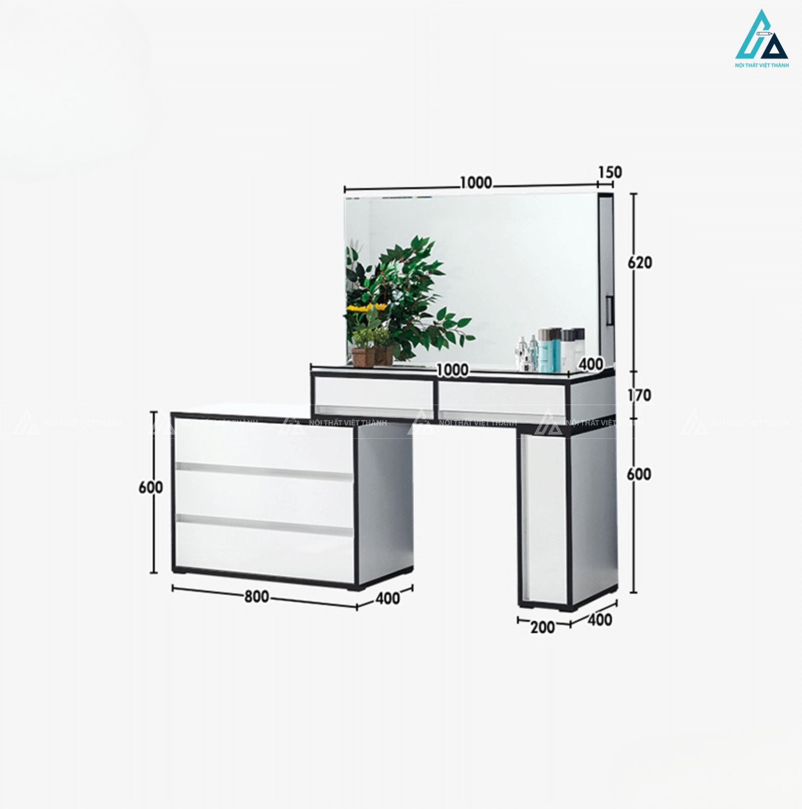 Bàn trang điểm cao cấp thiết kế nhiều ngăn kéo lưu trữ thông minh 4