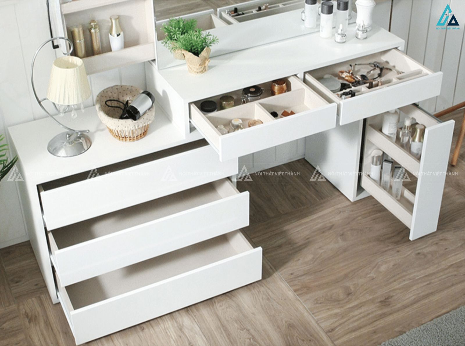 Bàn trang điểm cao cấp thiết kế nhiều ngăn kéo lưu trữ thông minh 2