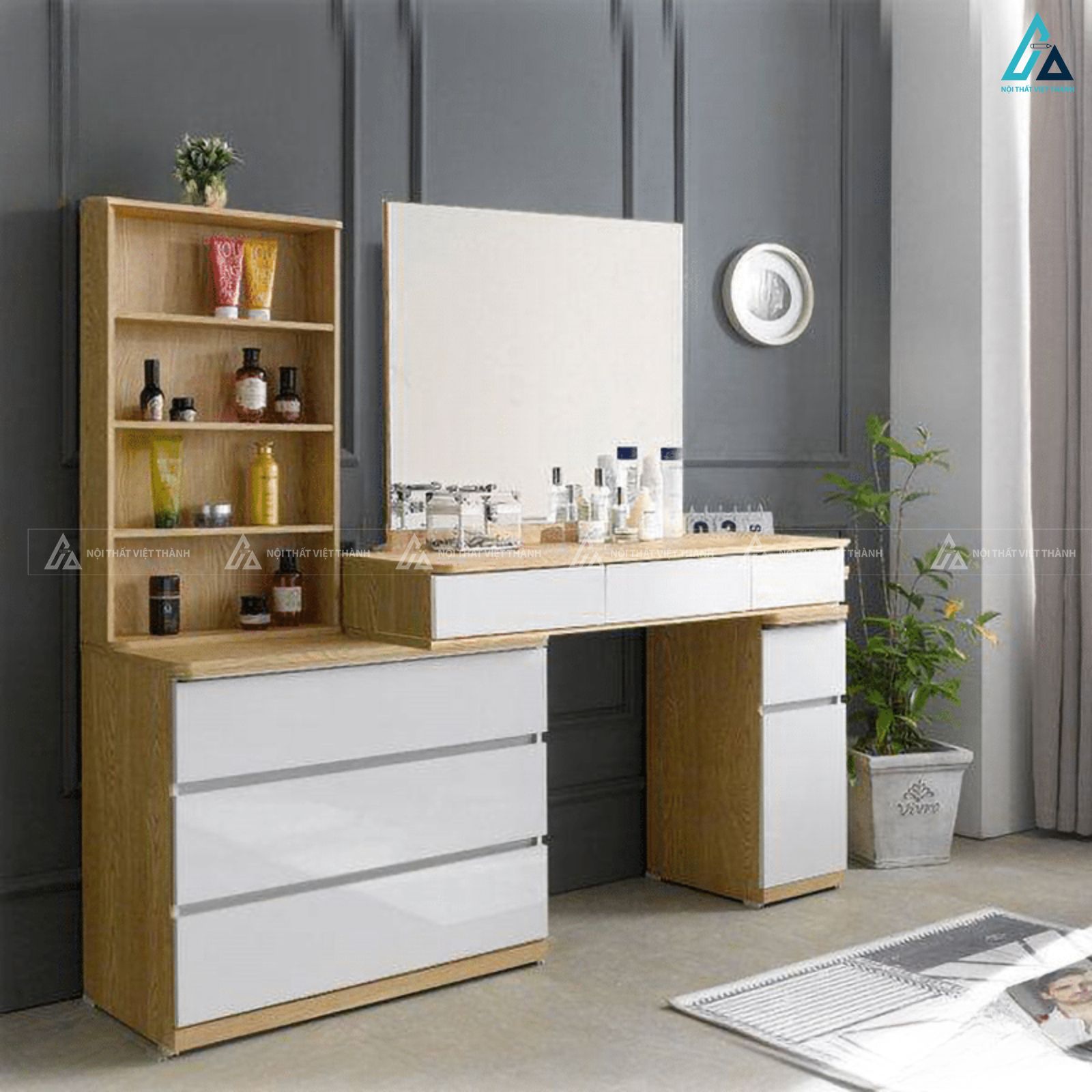 Bàn trang điểm cao cấp thiết kế nhiều ngăn kéo lưu trữ thông minh