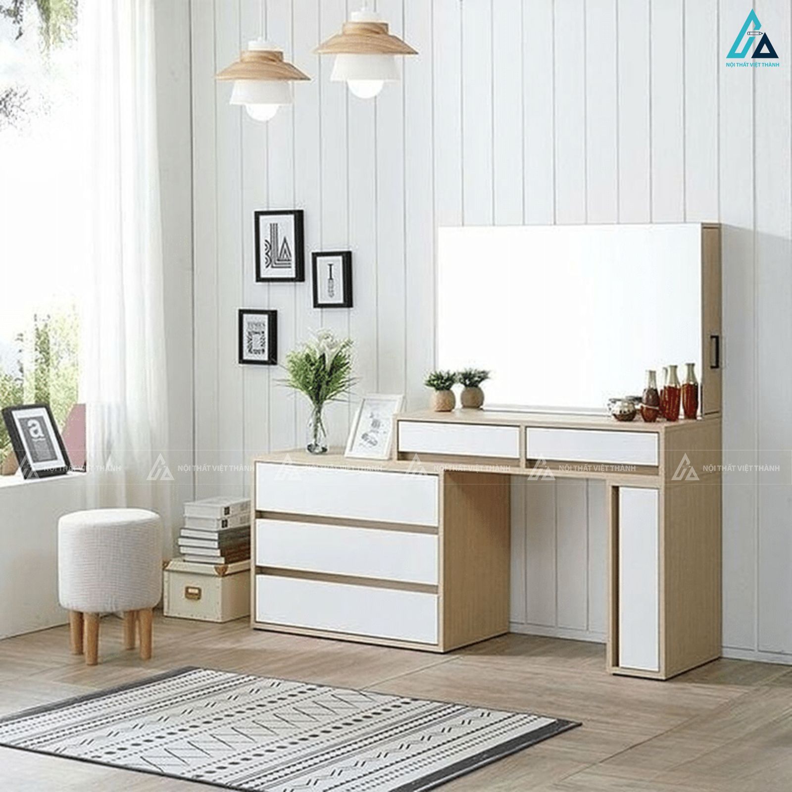 Bàn trang điểm cao cấp thiết kế nhiều ngăn kéo lưu trữ thông minh 1