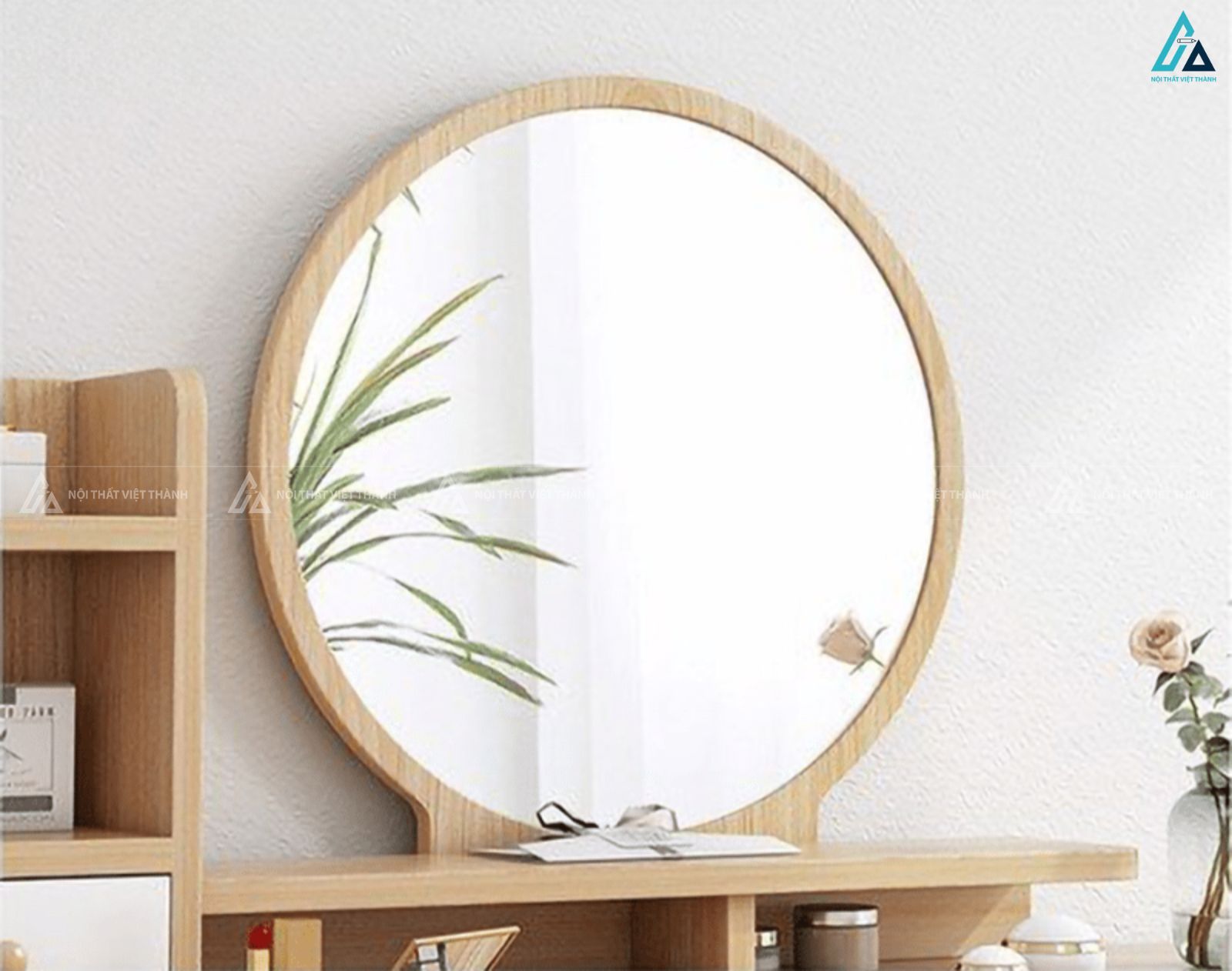 Bàn trang điểm gương tròn phong cách tối giản cho phòng ngủ sang trọng 3