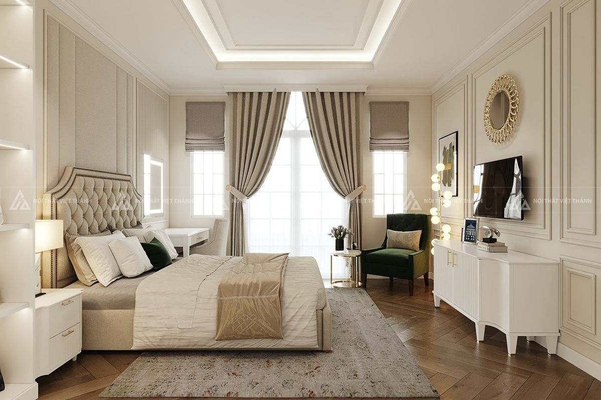 Phòng ngủ chung cư căn hộ 70m2 tân cổ điển