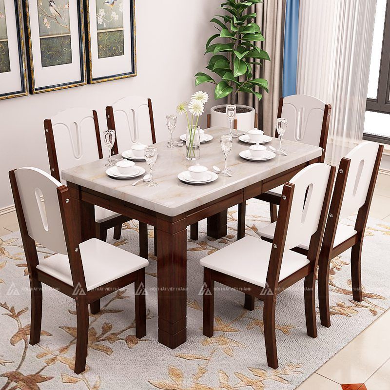 Bộ bàn ăn 6 ghế phù hợp nhiều phong cách