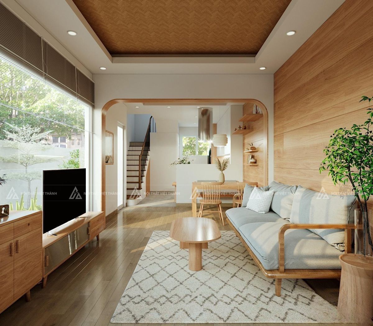 Bố trí nội thất cạnh cửa kính tận dụng ánh sáng