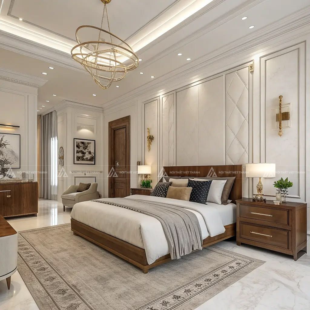Bố trí nội thất phòng ngủ hài hoà sang trọng
