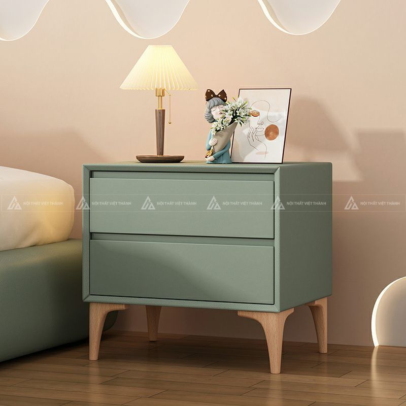 Mẫu tủ đầu giường màu xanh mint hiện đại