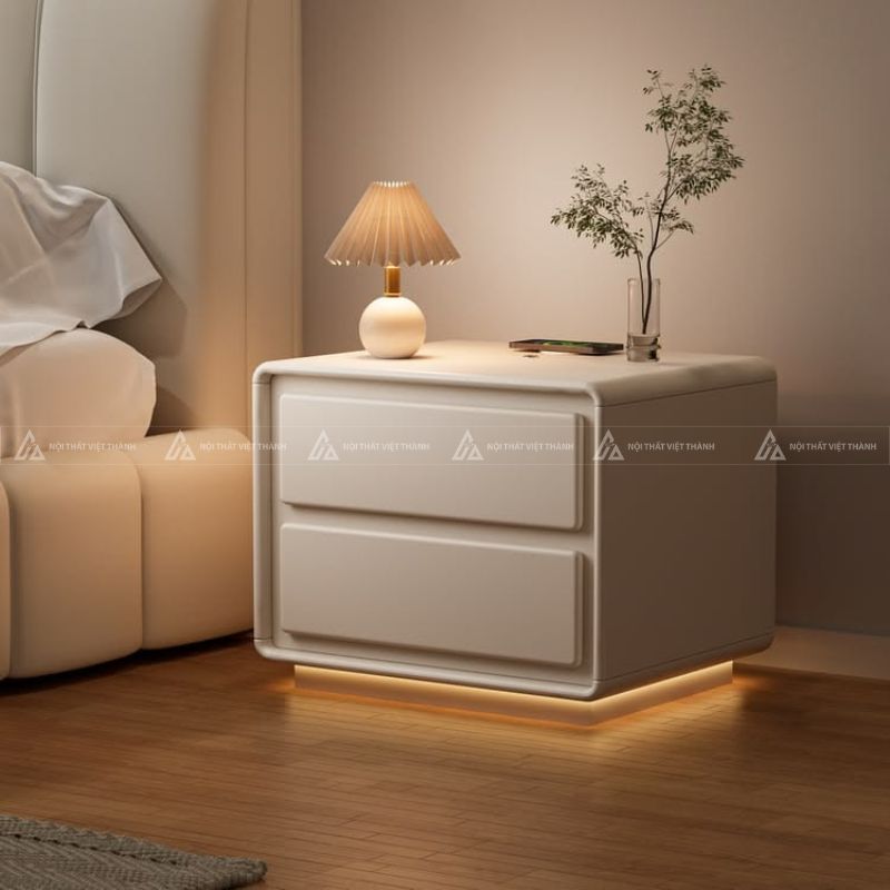 Mẫu tủ đầu giường thiết kế tinh tế kèm led