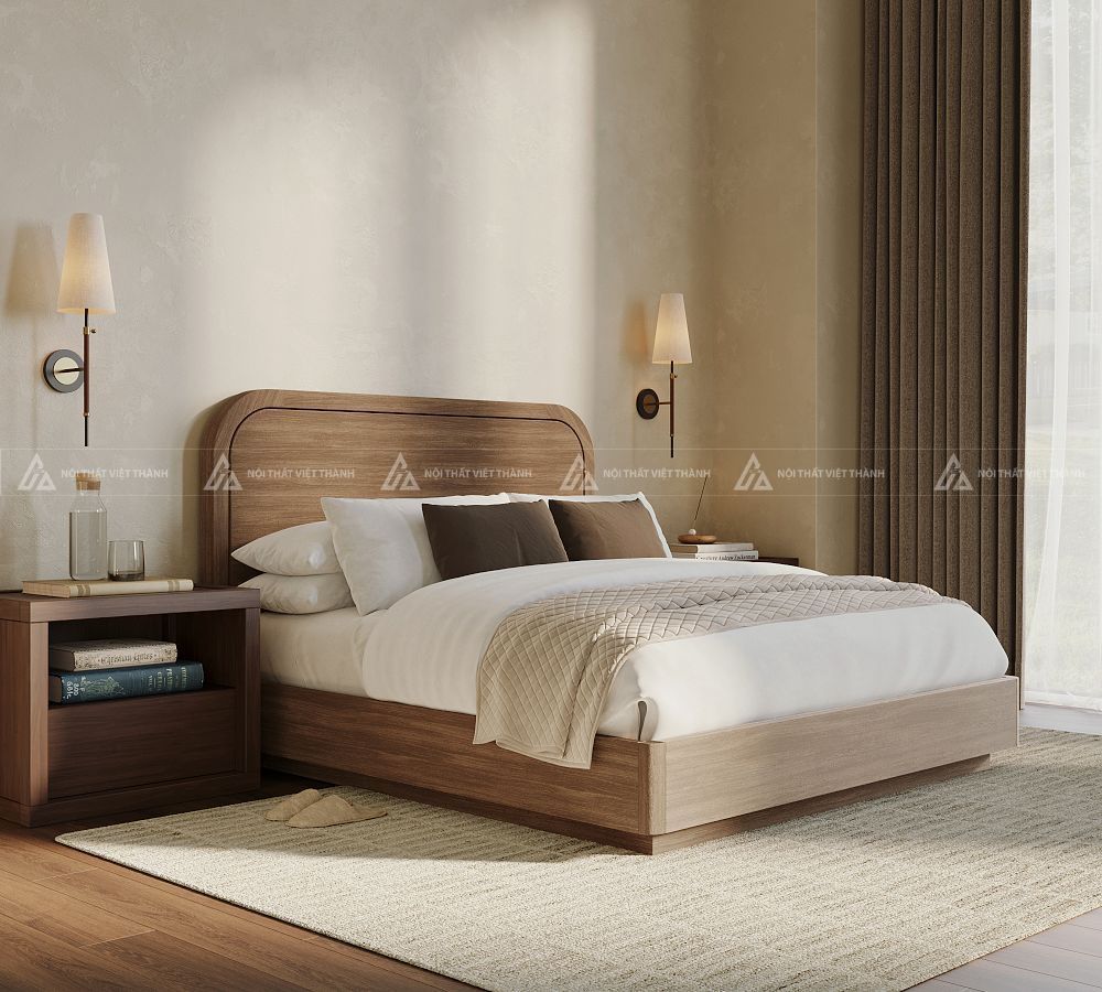 Mẫu giường ngủ gỗ thiết kế đơn giản