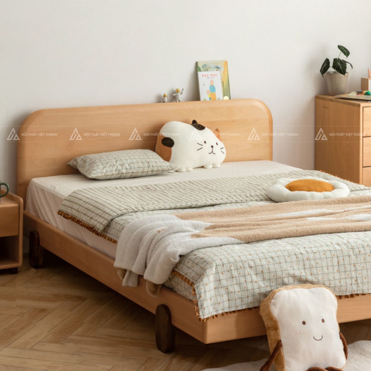Mẫu giường ngủ trẻ em thiết kế bo góc