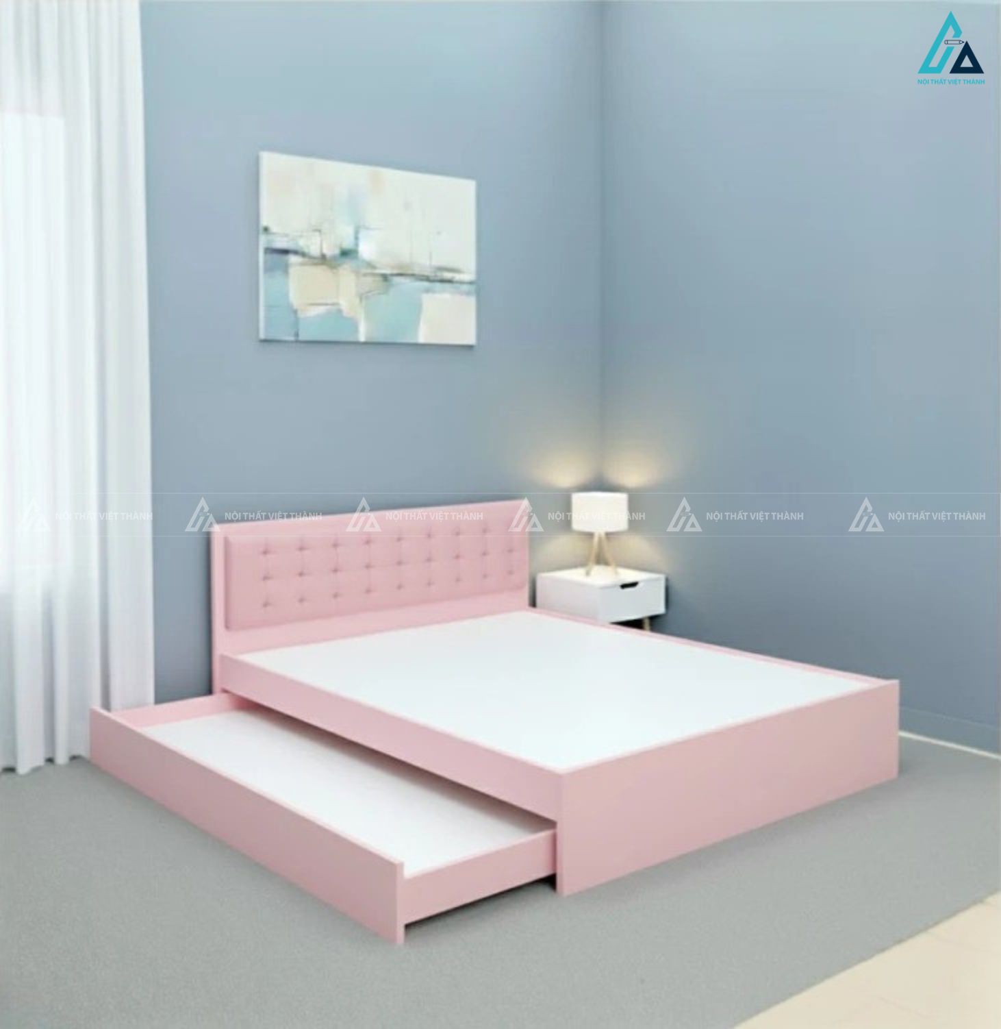 Giường gỗ công nghiệp thông minh tích hợp ngăn kéo giường phụ 2