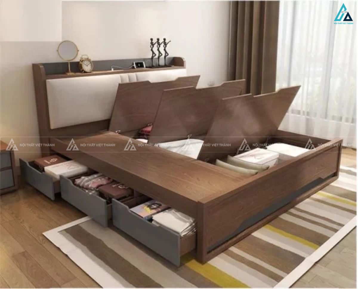Giường ngủ gỗ công nghiệp đa năng thông minh tích hợp khoang chứa đồ 1