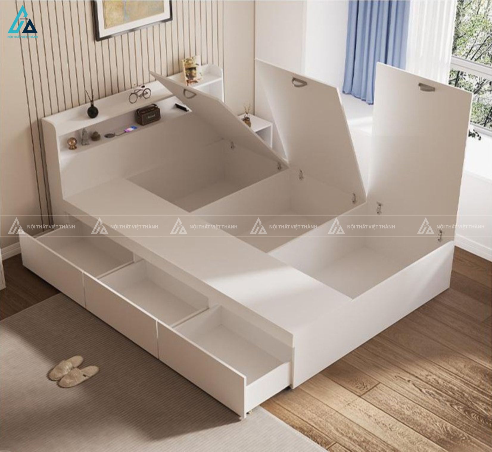 Giường gỗ công nghiệp thiết kế ngăn kéo thông minh tinh tế gọn gàng 3
