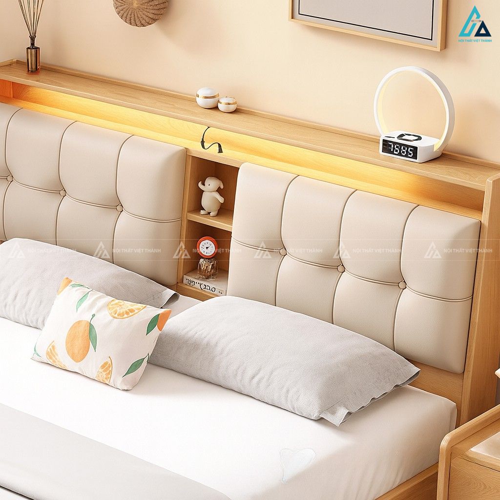 Giường ngủ gỗ công nghiệp đa năng tích hợp đèn led đầu giường 3