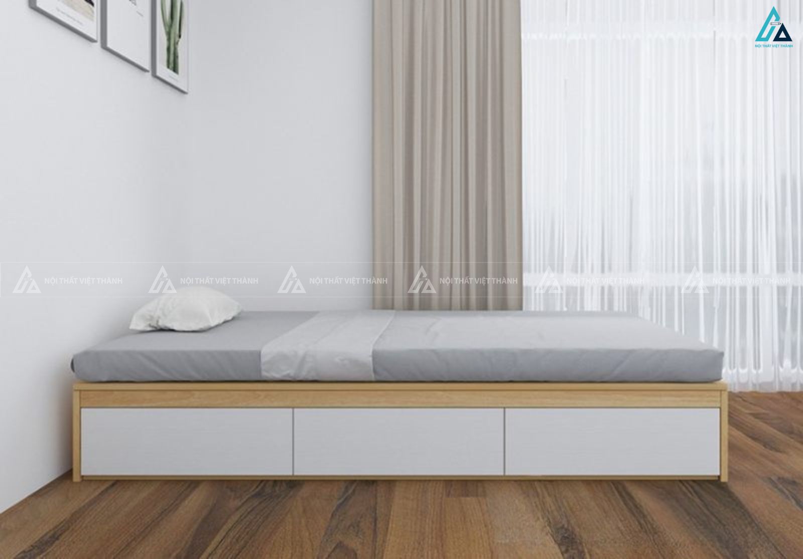 Giường ngủ gỗ công nghiệp tiện nghi với ngăn kéo chứa đồ rộng rãi 3
