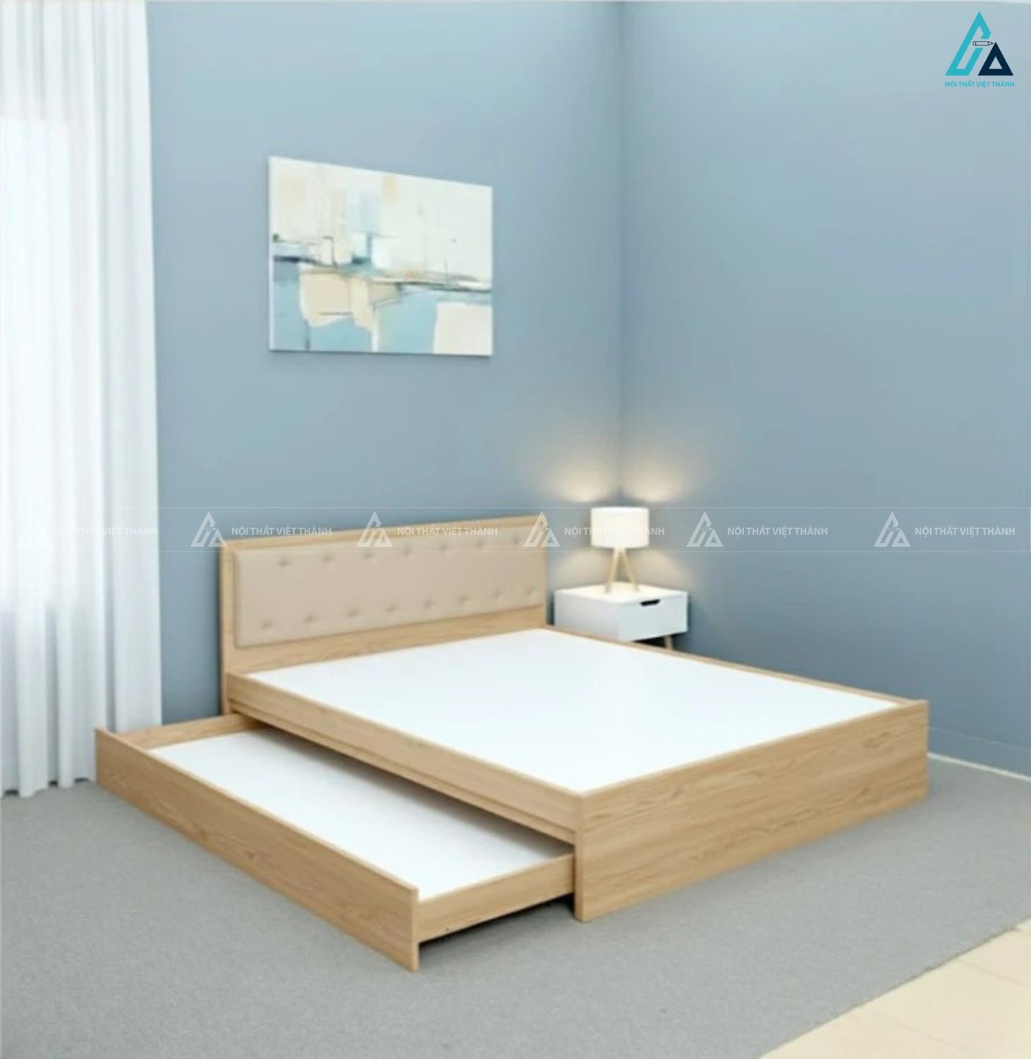 Giường gỗ công nghiệp thông minh tích hợp ngăn kéo giường phụ