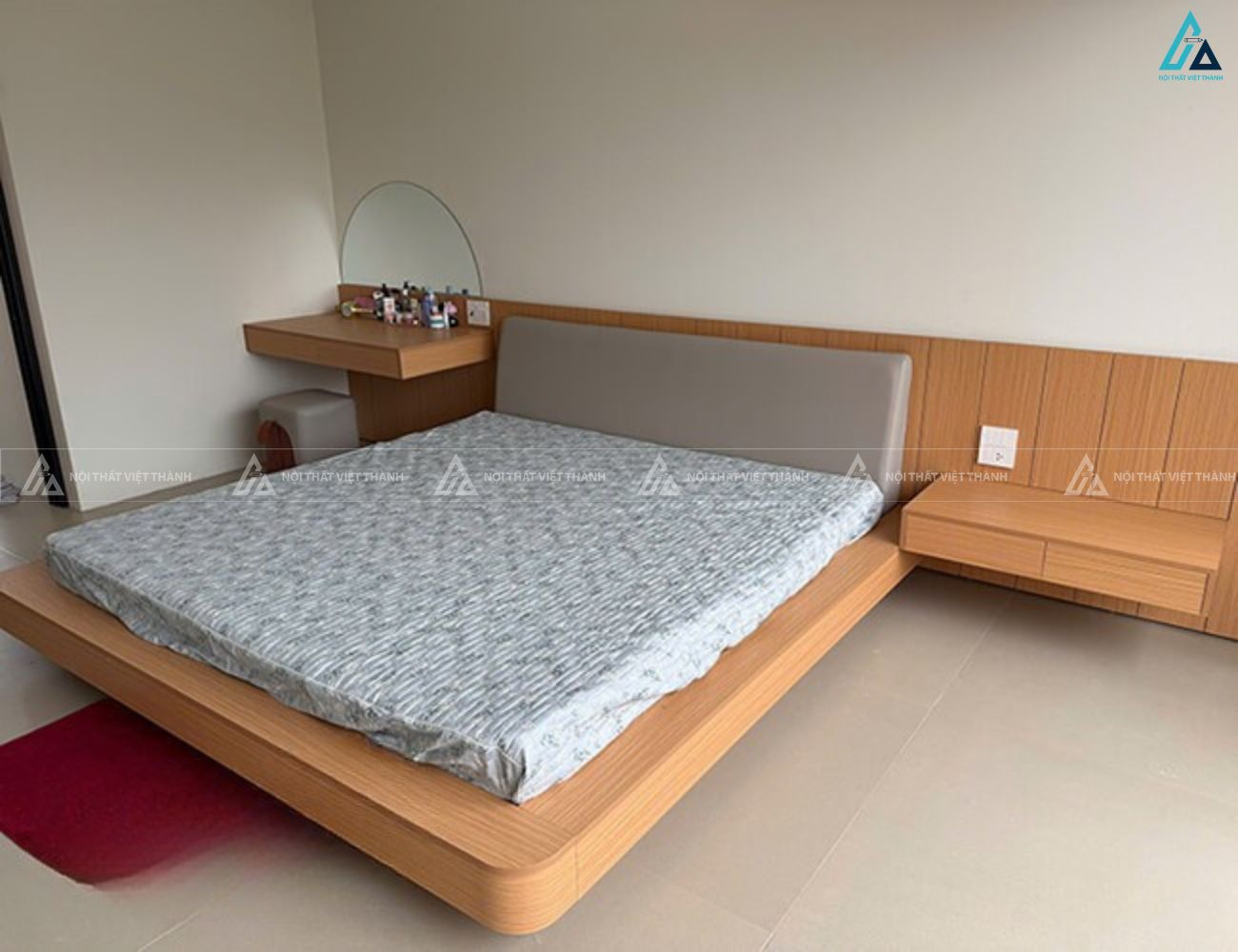 Giường gỗ công nghiệp kiểu bệt tối giản phong cách Nhật Bản 4