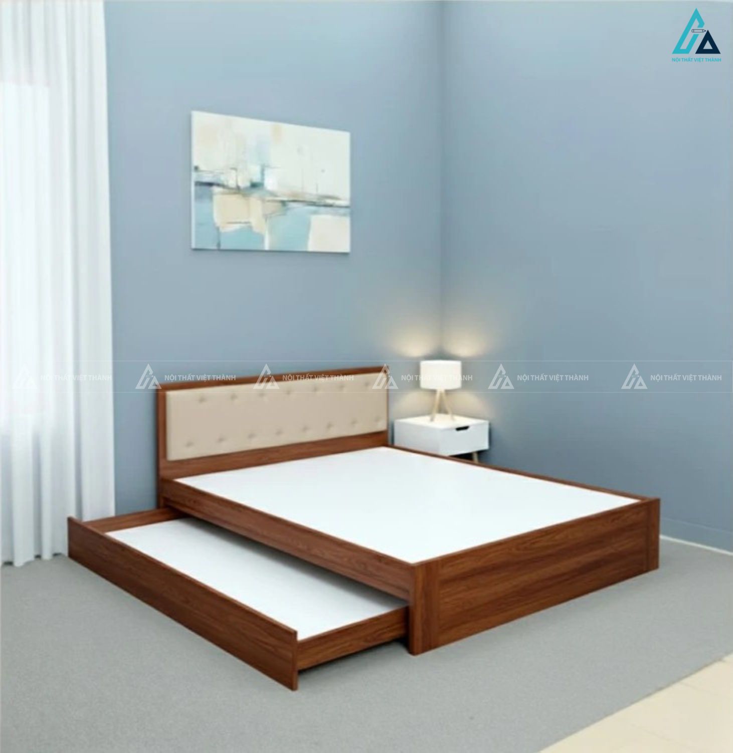 Giường gỗ công nghiệp thông minh tích hợp ngăn kéo giường phụ
