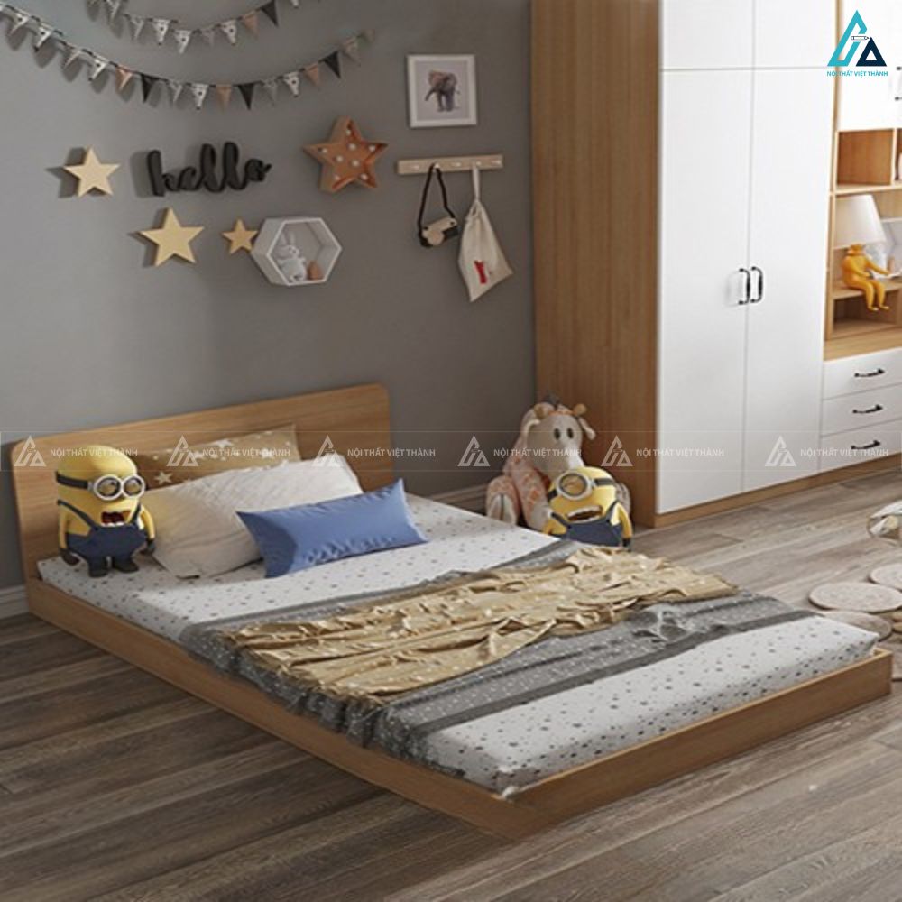 Giường gỗ công nghiệp bệt phong cách Nhật Bản tối giản 2
