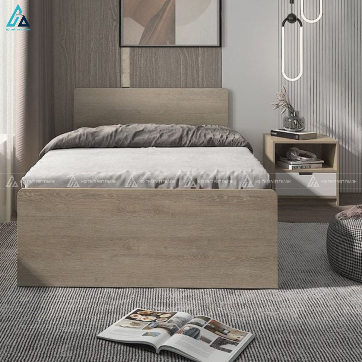 Giường gỗ công nghiệp thông minh tích hợp ngăn chứa đồ tinh tế 2