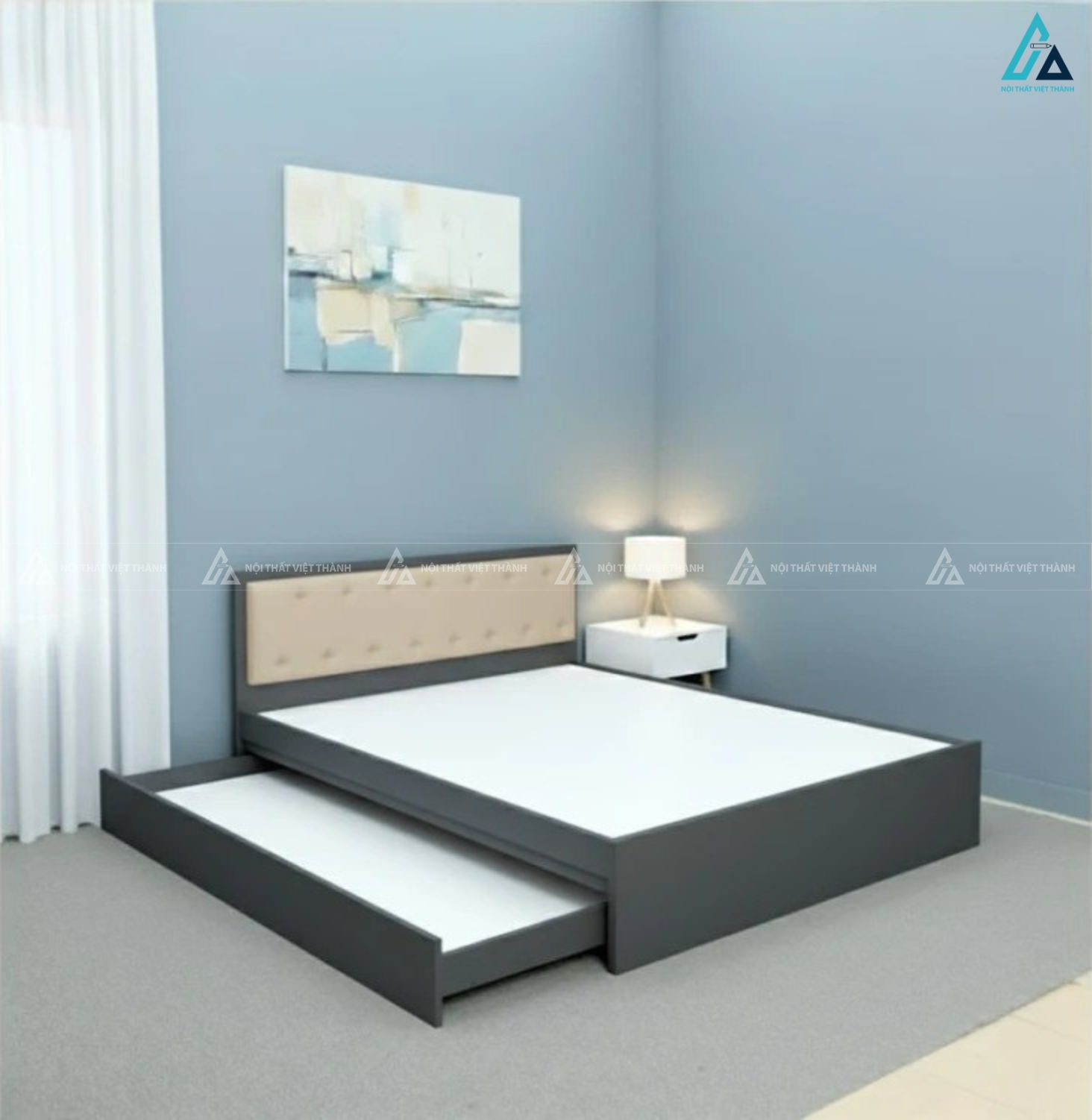 Giường gỗ công nghiệp thông minh tích hợp ngăn kéo giường phụ 3