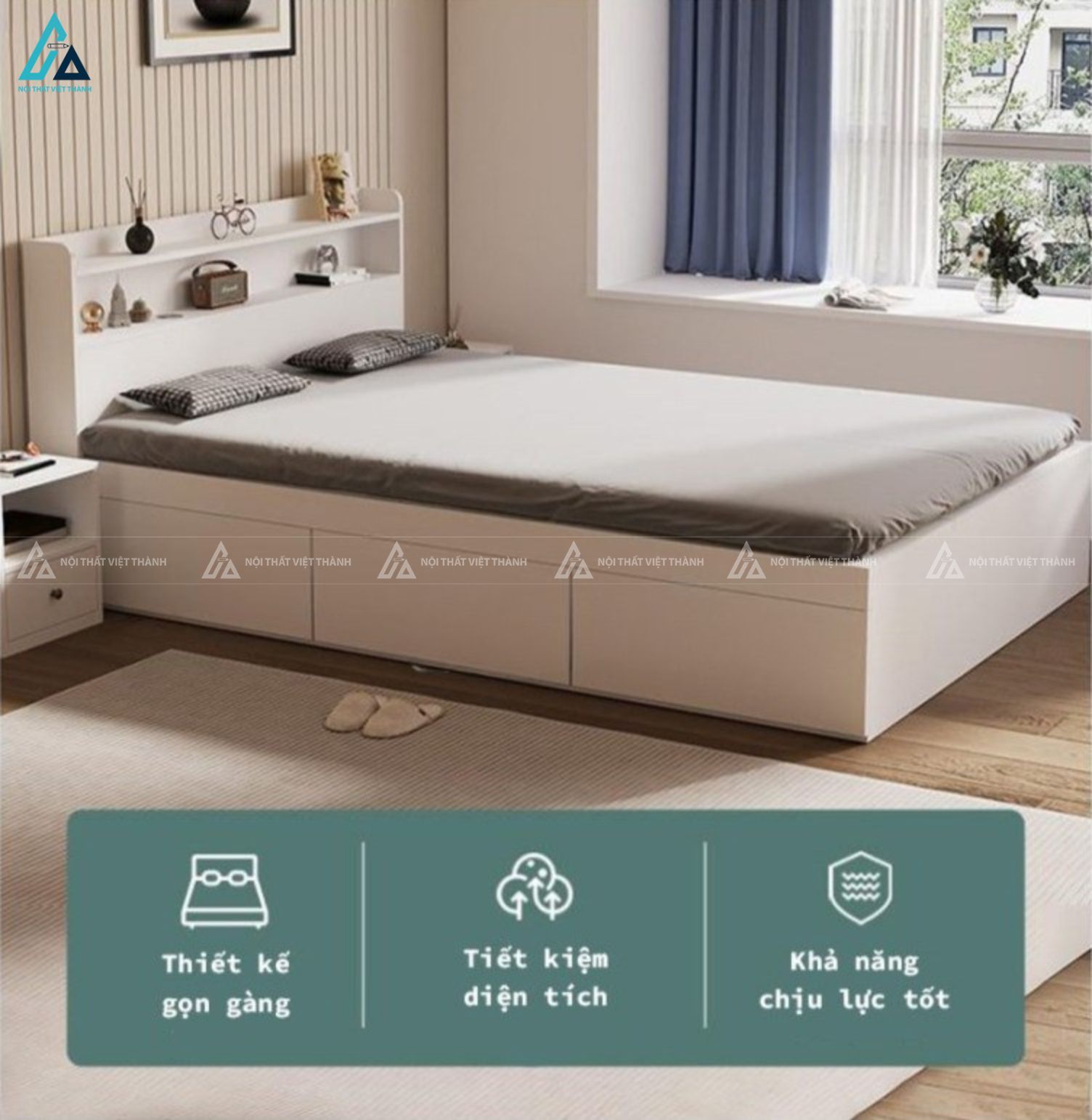 Giường gỗ công nghiệp thiết kế ngăn kéo thông minh tinh tế gọn gàng 6