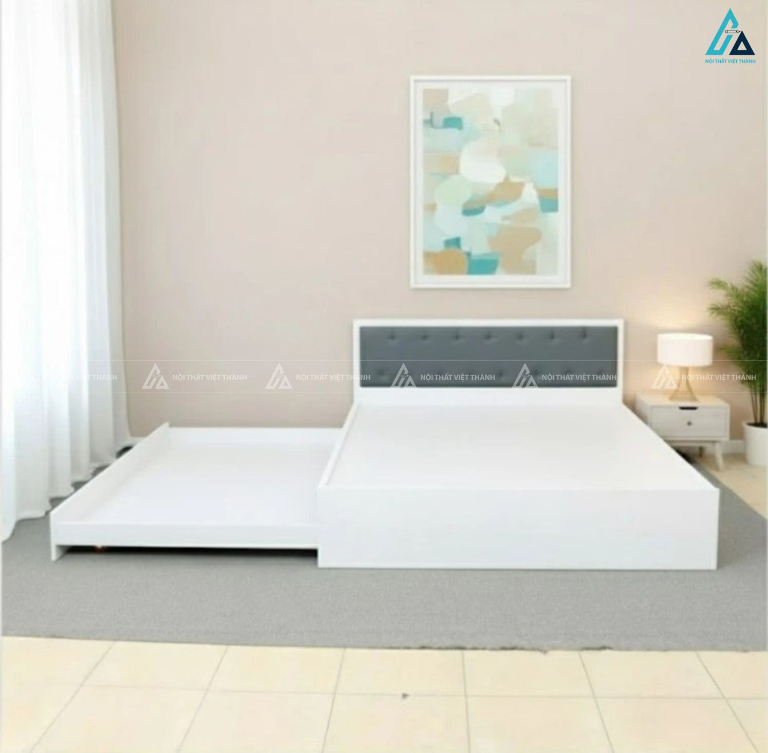 Giường gỗ công nghiệp thông minh tích hợp ngăn kéo giường phụ 6