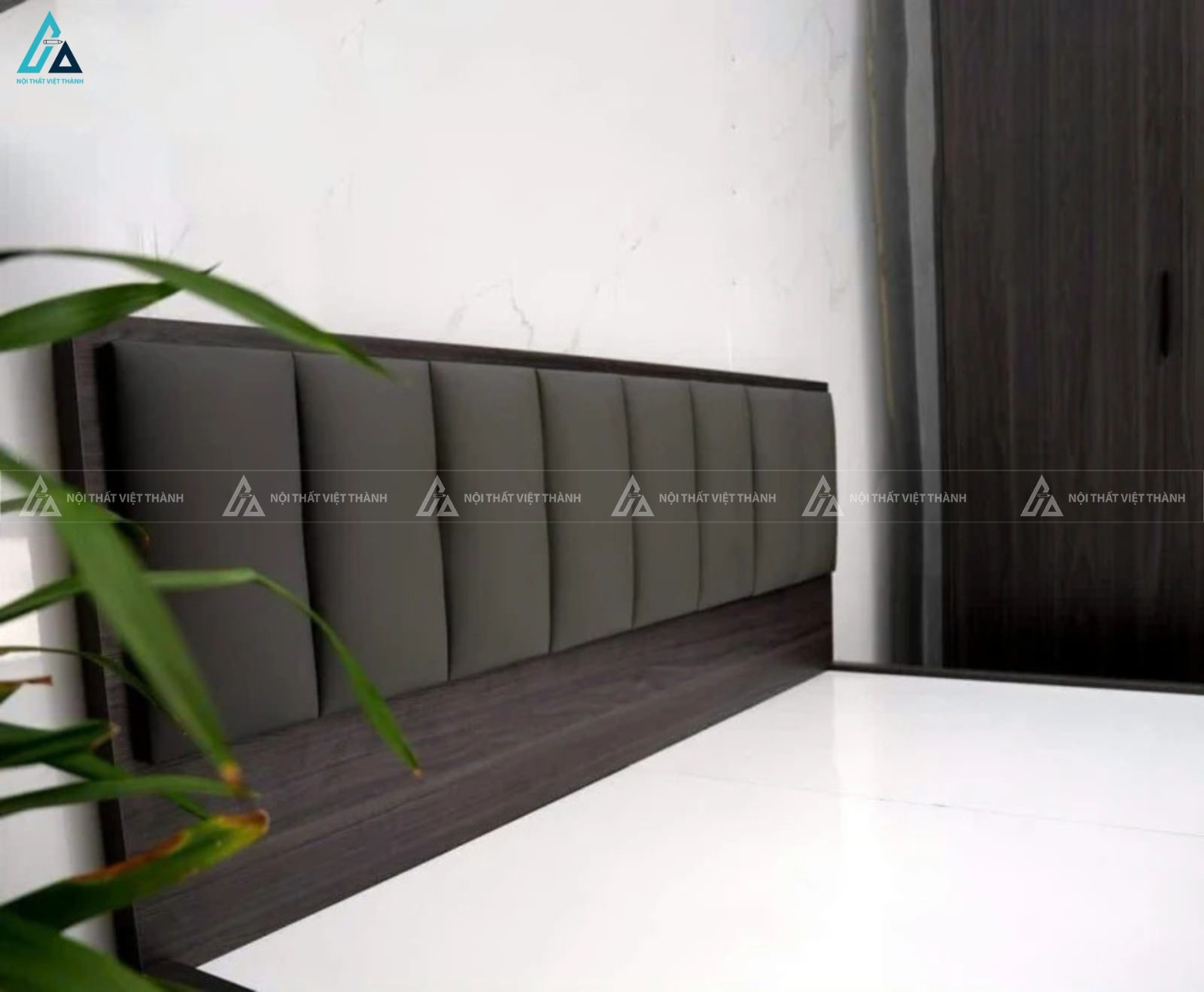 Giường gỗ công nghiệp bọc nệm đầu giường tối giản tiện nghi 6
