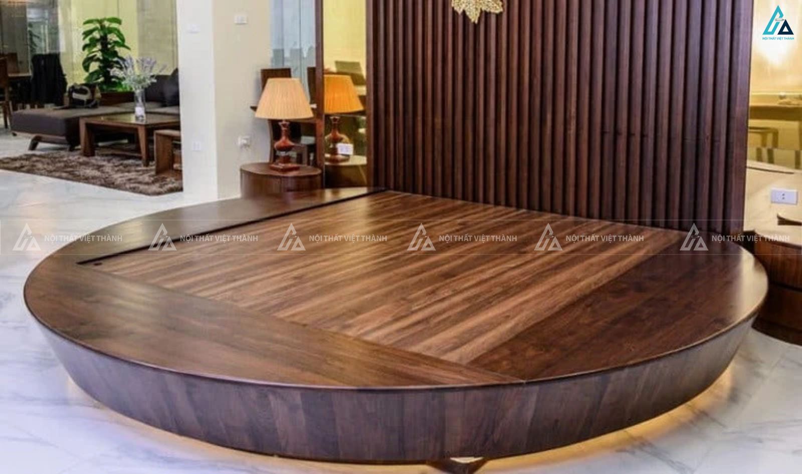 Giường ngủ gỗ tự nhiên hình tròn thiết kế sang trọng đẳng cấp 6