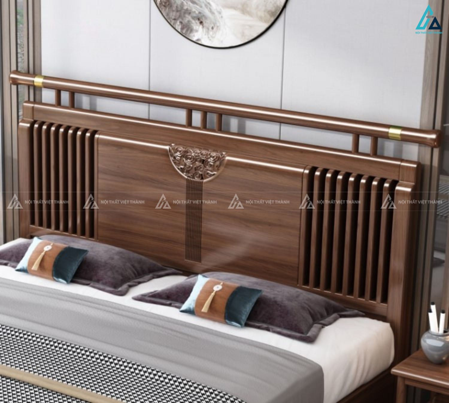 Giường ngủ gỗ tự nhiên thiết kế độc đáo mang đậm vẻ đẹp Á Đông 2