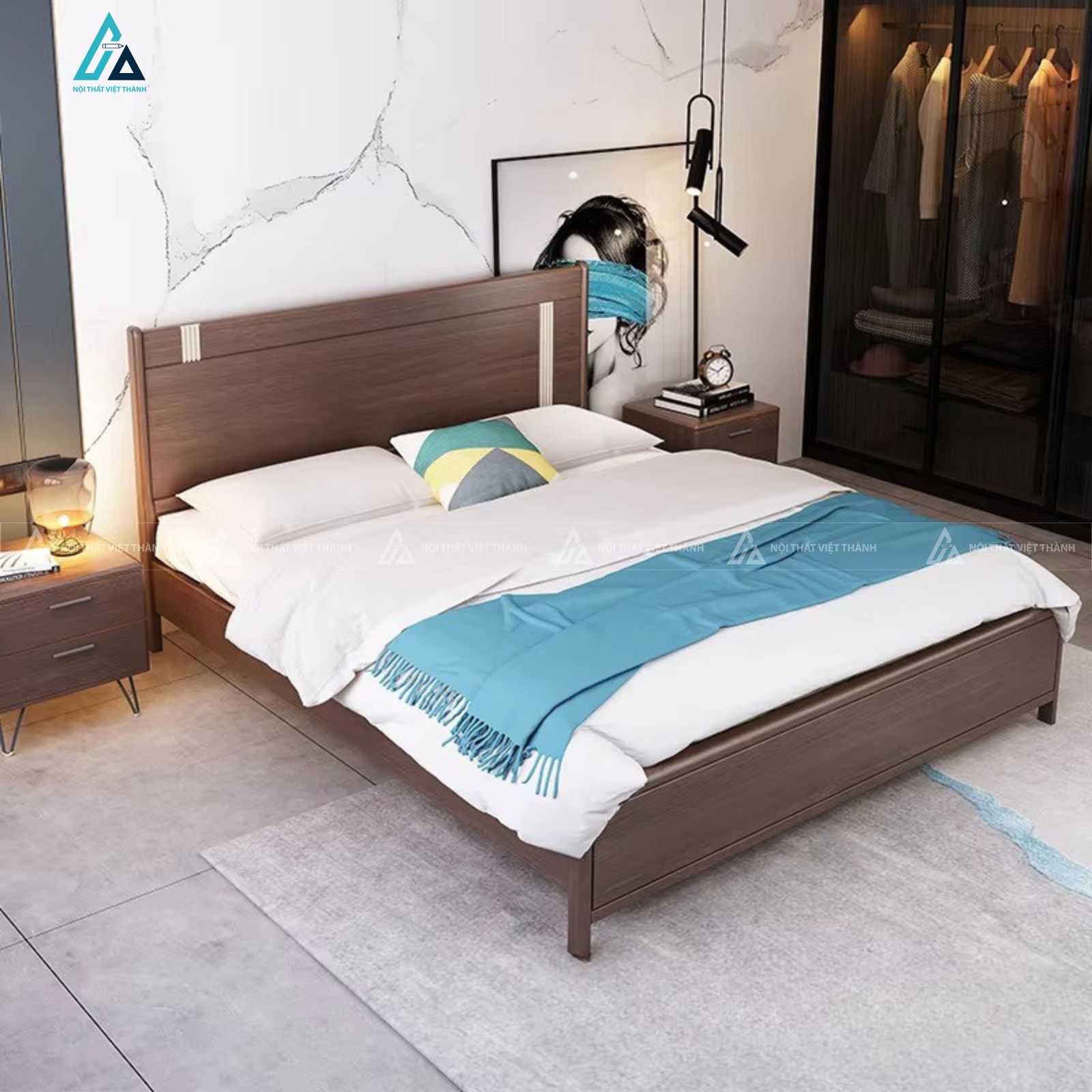 Giường ngủ gỗ tự nhiên thiết kế hiện đại sang trọng cho phòng ngủ 1