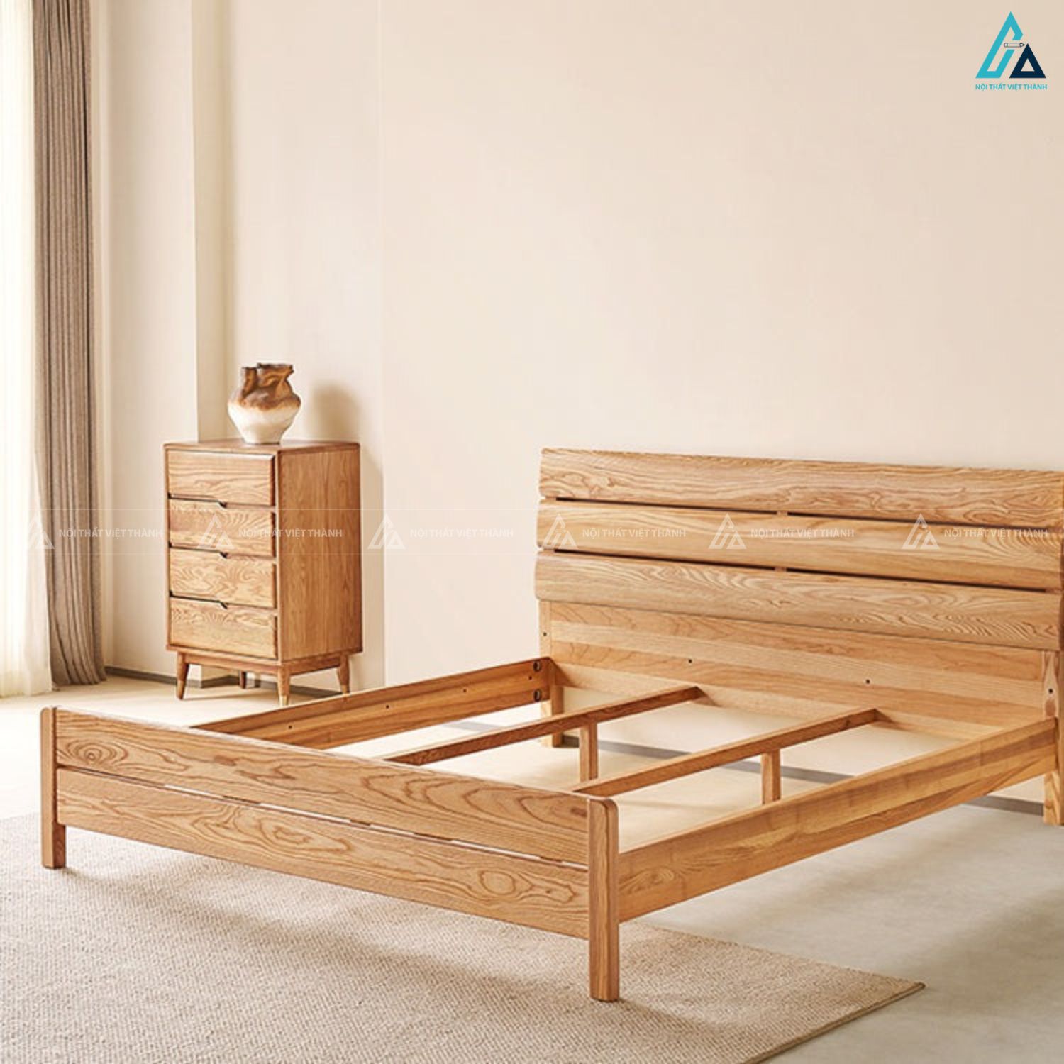 Giường gỗ tự nhiên tối giản tạo điểm nhấn cho không gian phòng 4