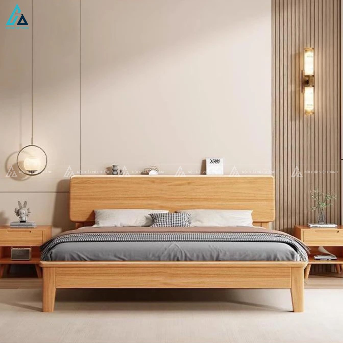 Giường ngủ gỗ tự nhiên thiết kế đơn giản tinh tế đầy cảm hứng