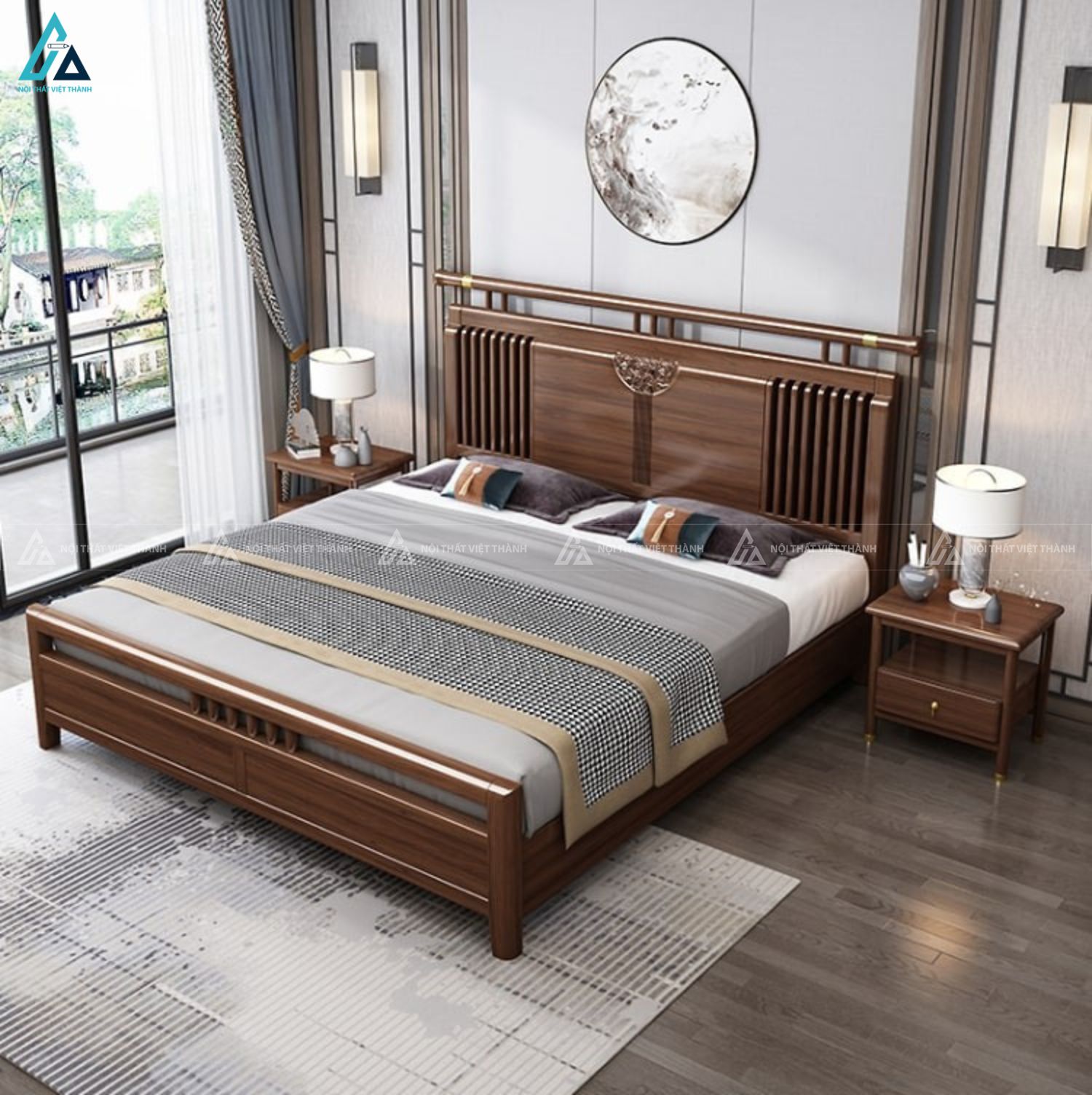 Giường ngủ gỗ tự nhiên thiết kế độc đáo mang đậm vẻ đẹp Á Đông 5