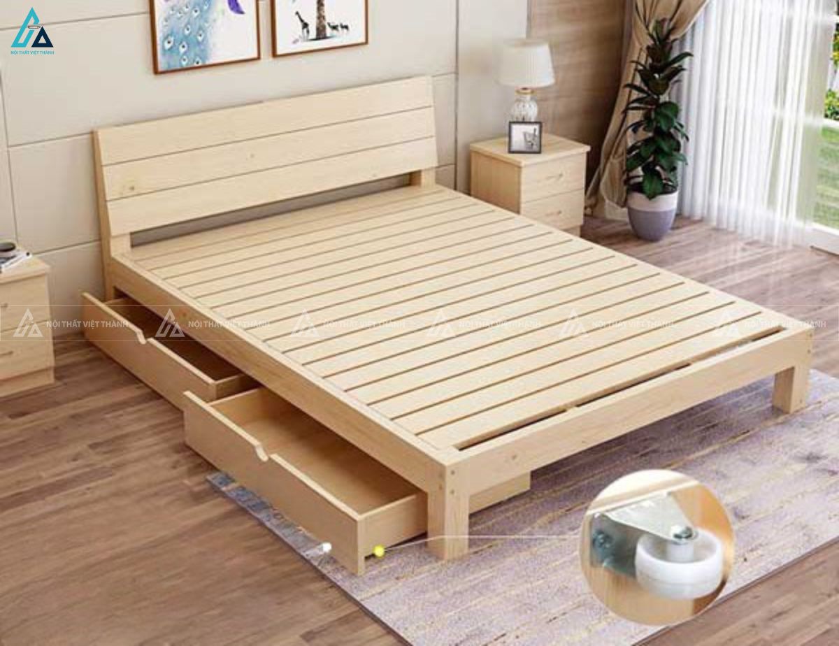Giường ngủ gỗ tự nhiên ngăn kéo cao cấp tối ưu không gian sống 1
