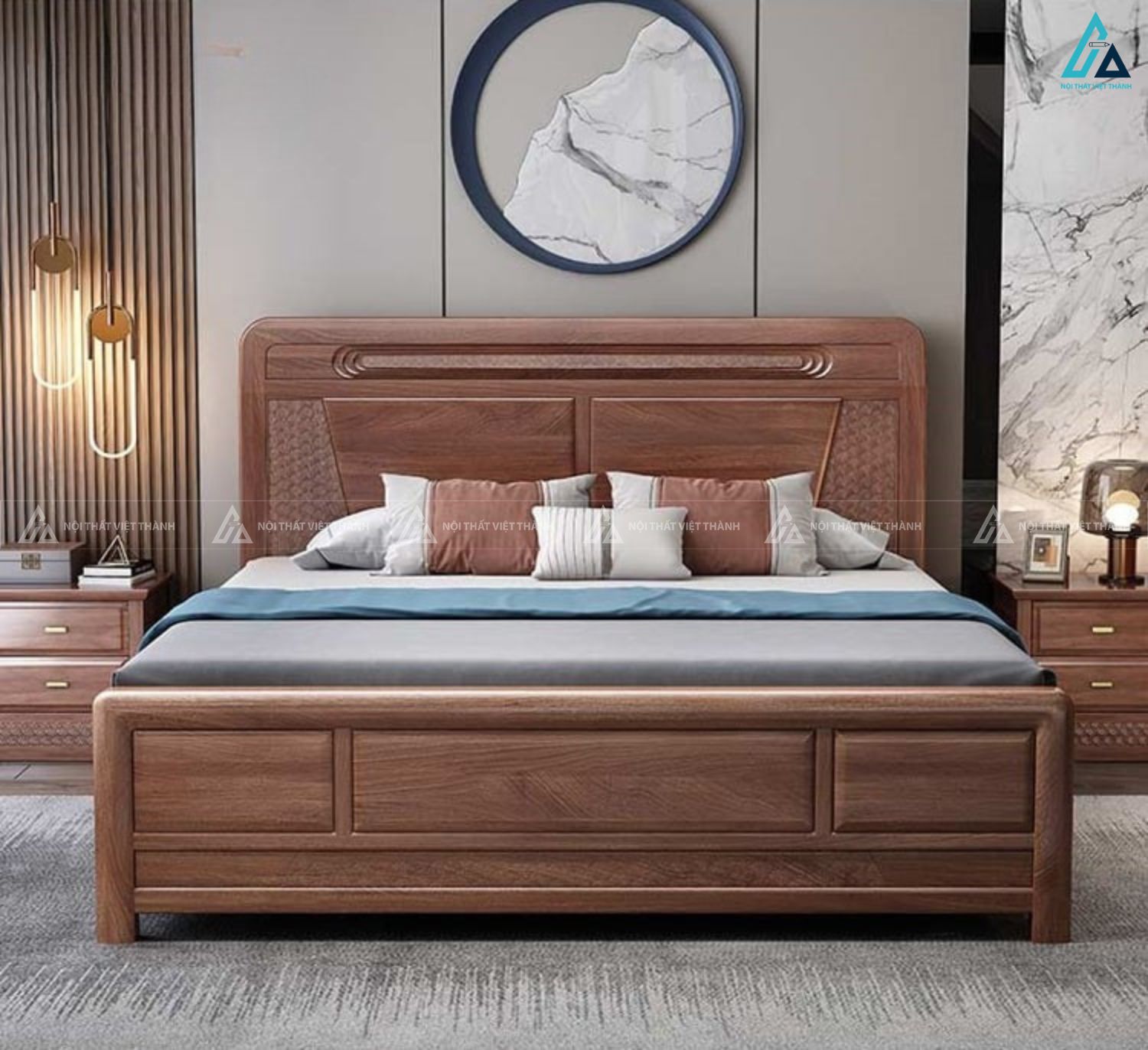 Giường ngủ gỗ tự nhiên kiểu dáng tối giản đẳng cấp cho gia đình