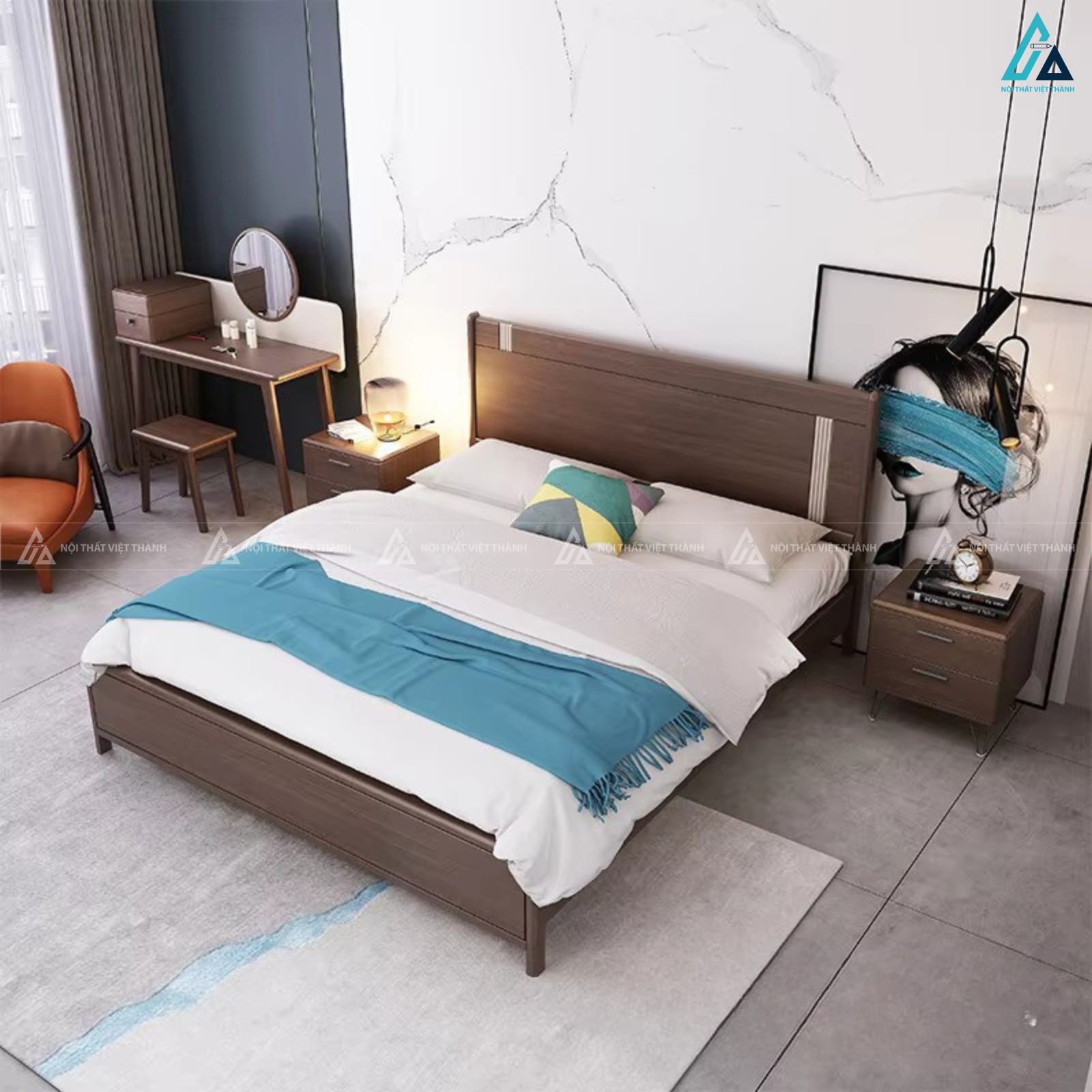 Giường ngủ gỗ tự nhiên thiết kế hiện đại sang trọng cho phòng ngủ 2