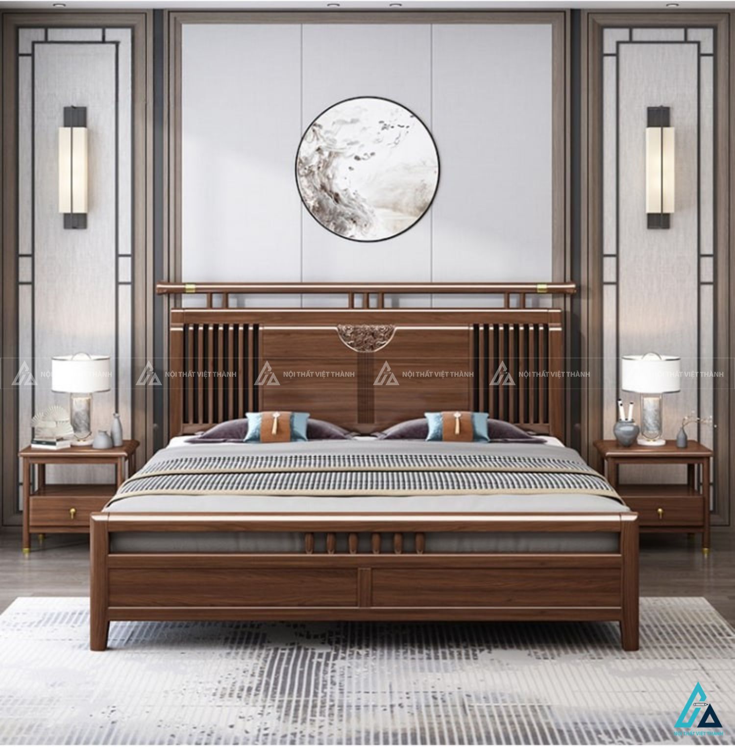 Giường ngủ gỗ tự nhiên thiết kế độc đáo mang đậm vẻ đẹp Á Đông