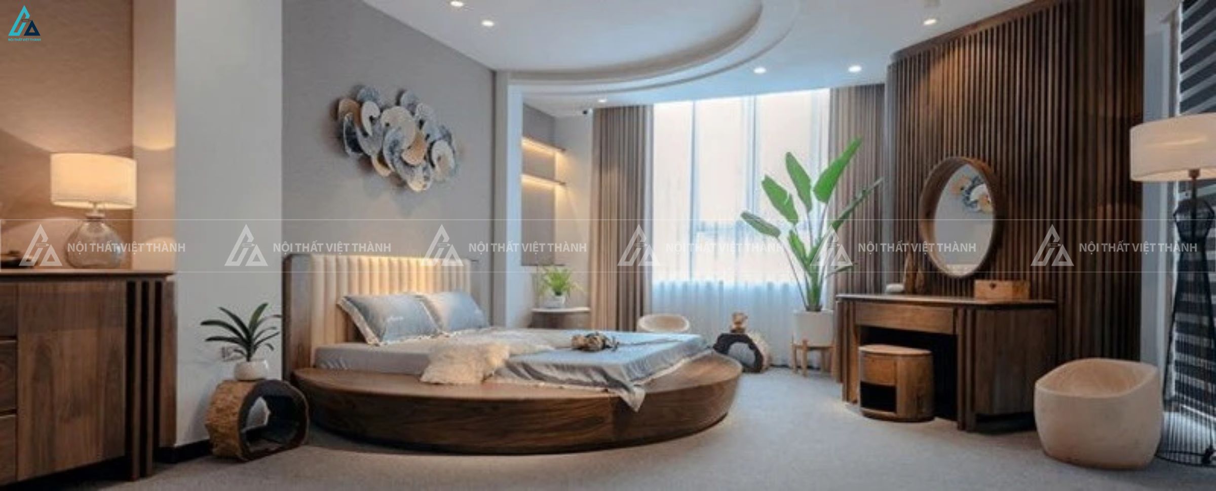 Giường ngủ gỗ tự nhiên hình tròn thiết kế sang trọng đẳng cấp 5