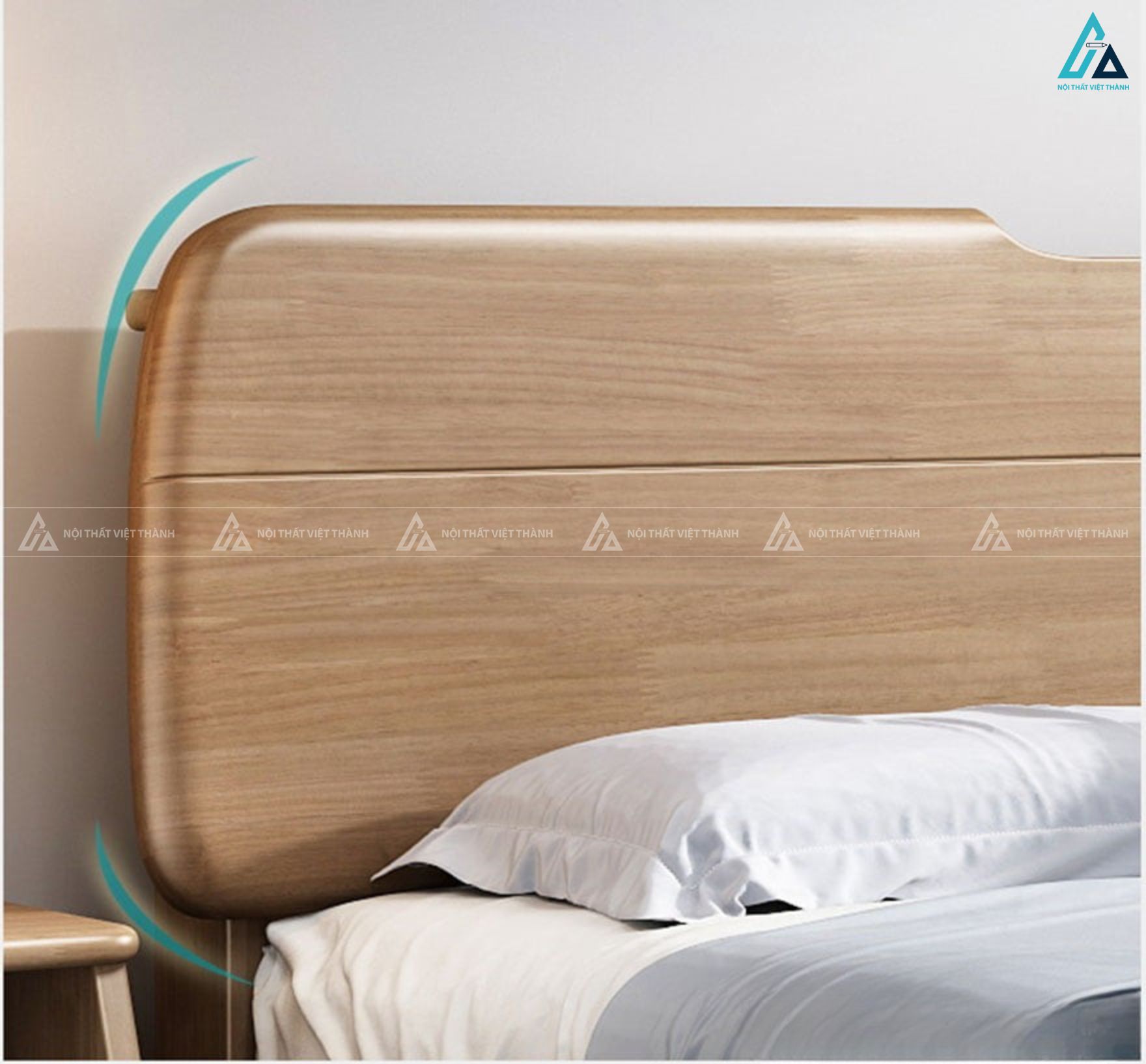 Mẫu giường gỗ tự nhiên thiết kế bo góc thanh lịch cho phòng ngủ 5