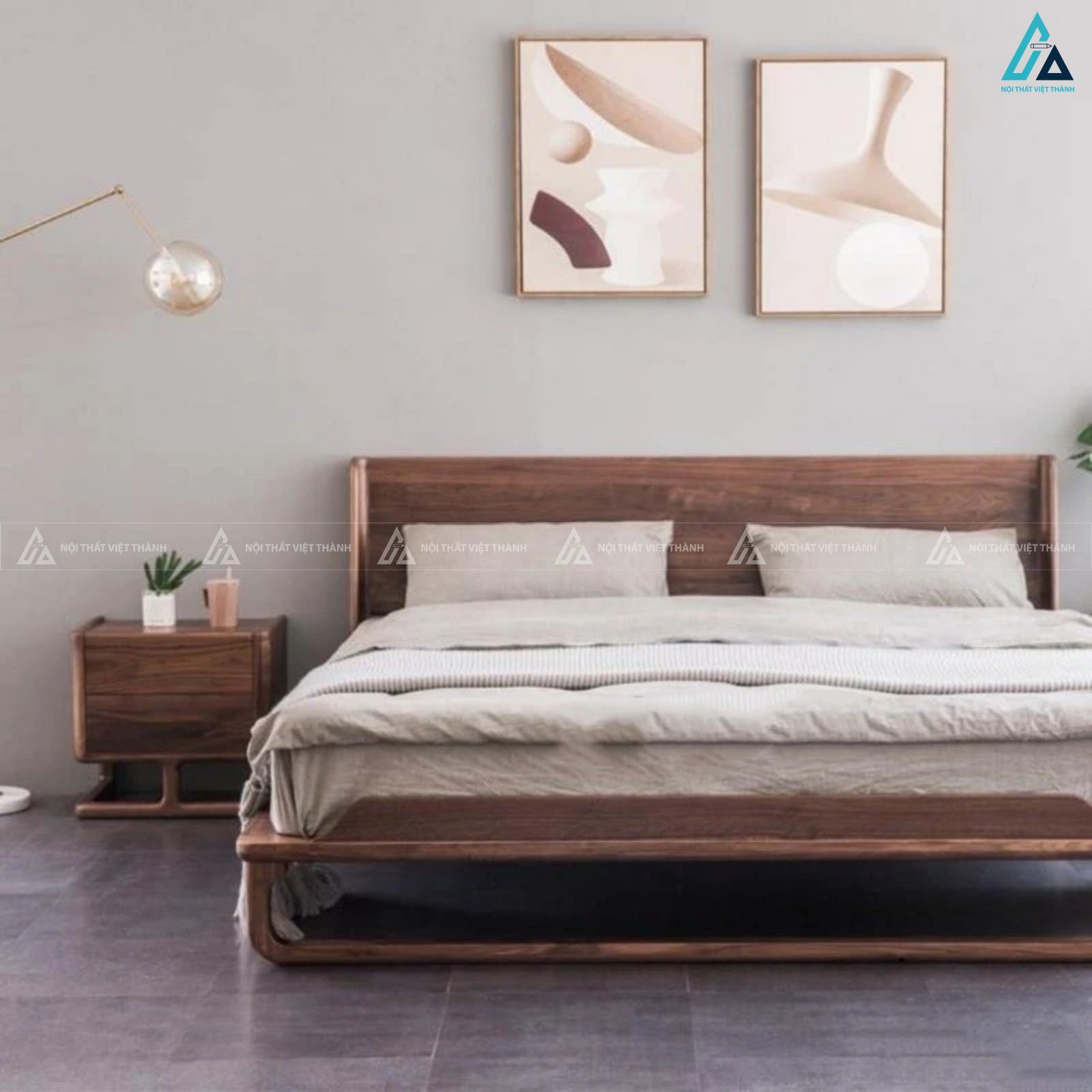 Mẫu giường gỗ tự nhiên thiết kế tối giản tinh tế cho phòng ngủ 4