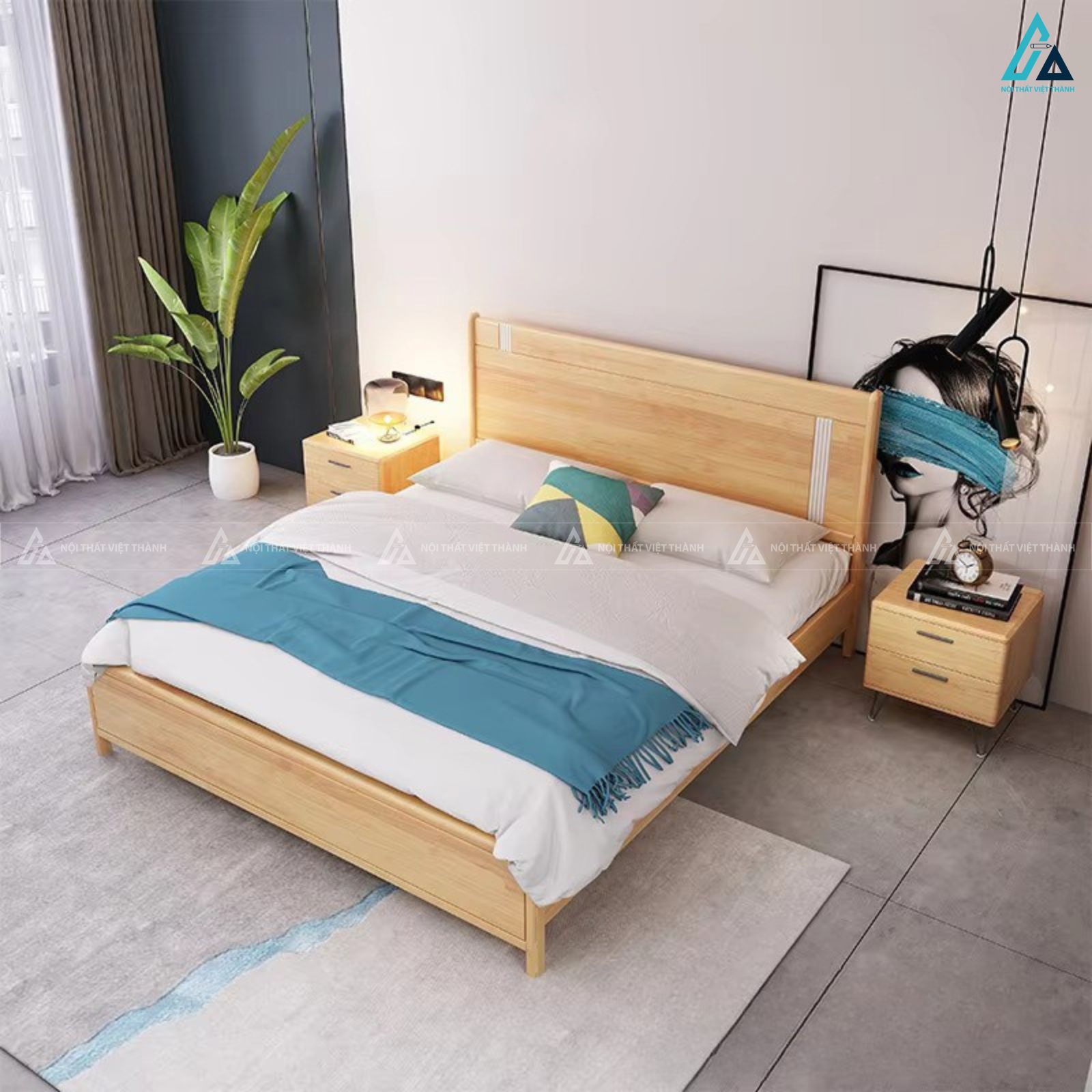 Giường ngủ gỗ tự nhiên thiết kế hiện đại sang trọng cho phòng ngủ 4