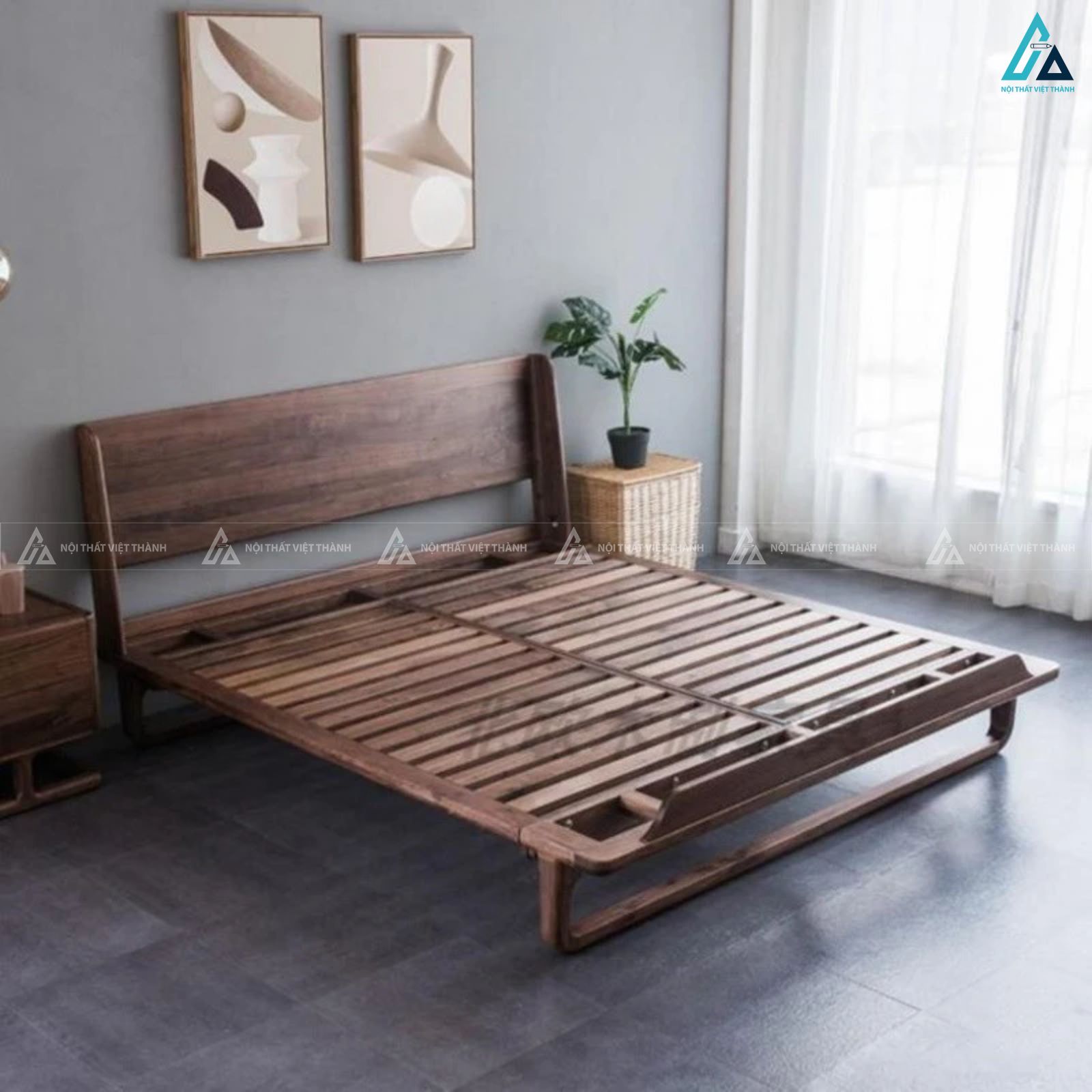 Mẫu giường gỗ tự nhiên thiết kế tối giản tinh tế cho phòng ngủ 6