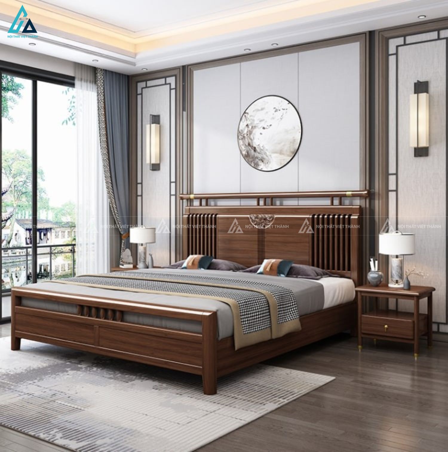 Giường ngủ gỗ tự nhiên thiết kế độc đáo mang đậm vẻ đẹp Á Đông 1