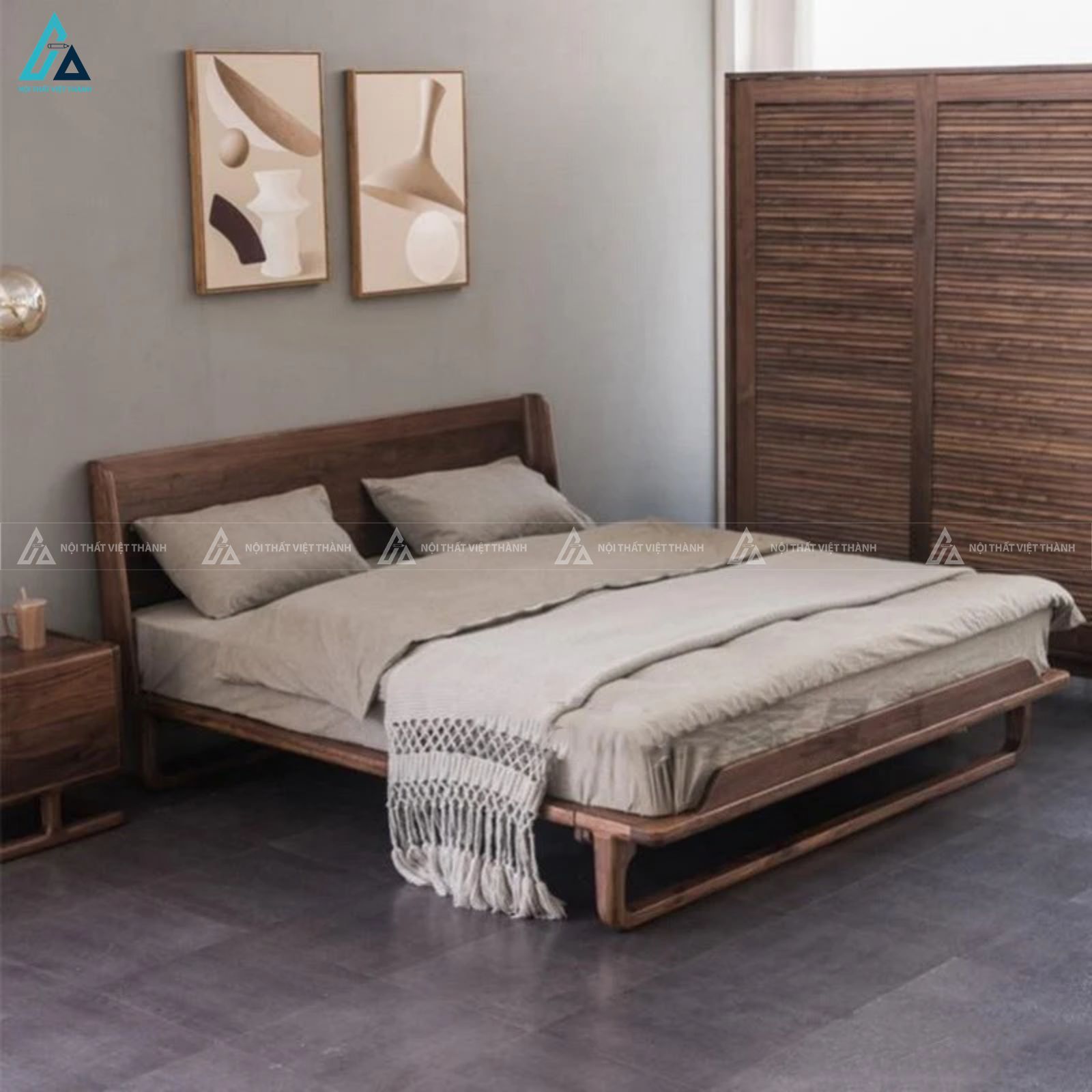 Mẫu giường gỗ tự nhiên thiết kế tối giản tinh tế cho phòng ngủ 5