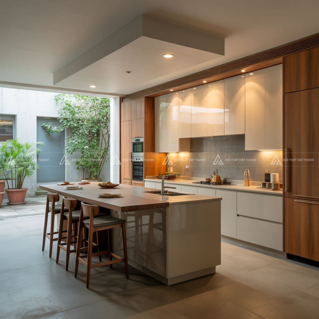 Mẫu bếp cho nhà hướng Nam không gian mở