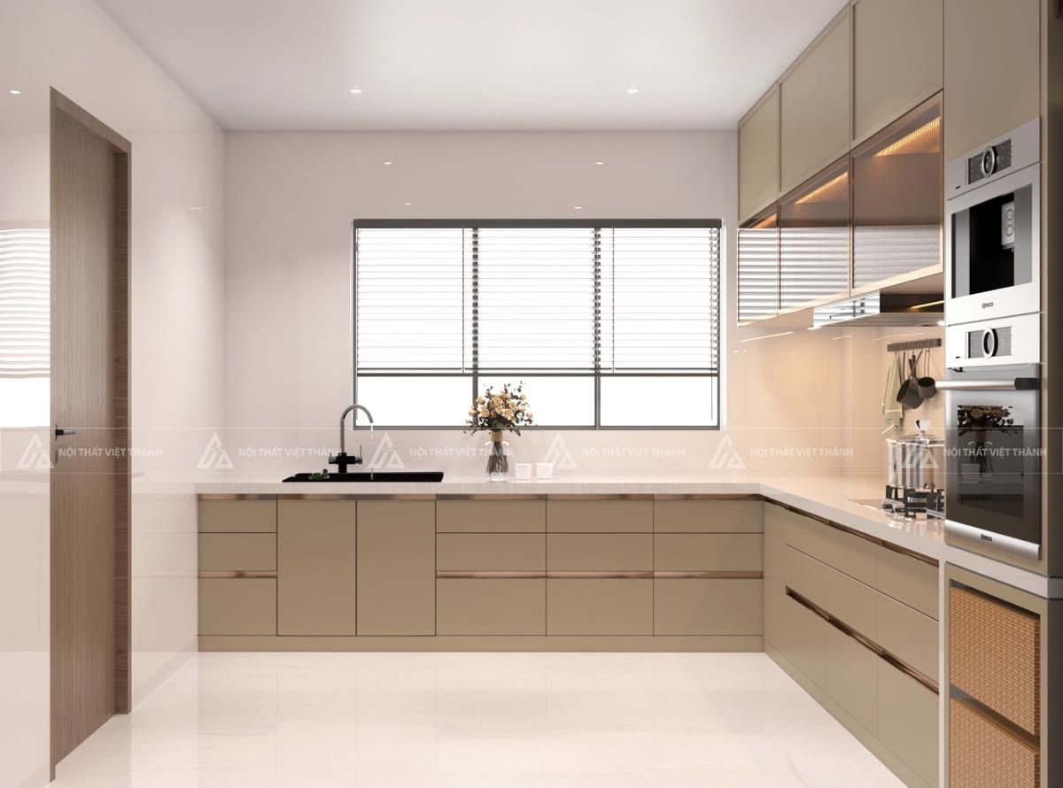 Mẫu bếp cho nhà hướng Nam rộng rãi 