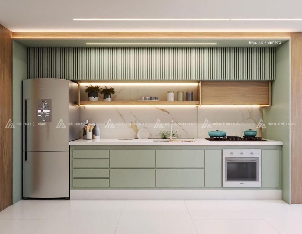Mẫu bếp cho nhà hướng Nam màu sắc hài hoà