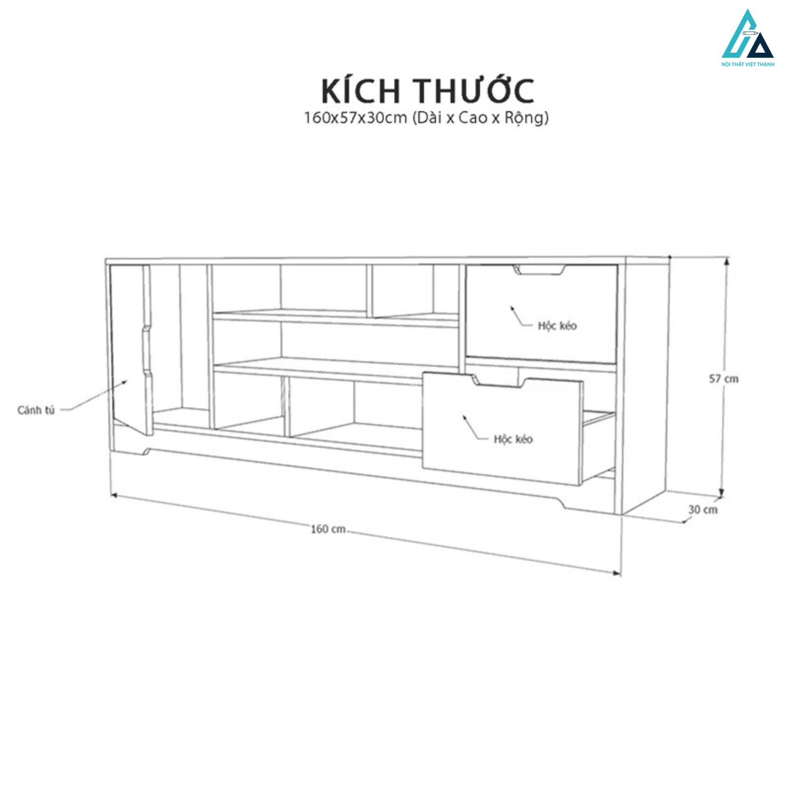 Kệ tivi gỗ hiện đại tích hợp ngăn kéo và hộc mở thông minh 2