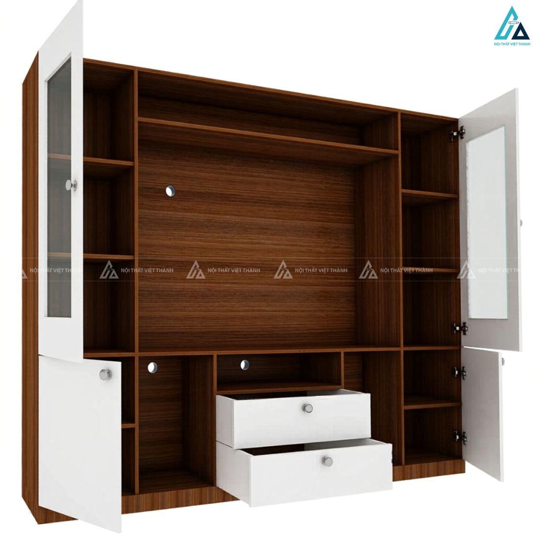 Kệ tivi phòng khách đa năng thiết kế tủ kính trưng bày đẳng cấp 4